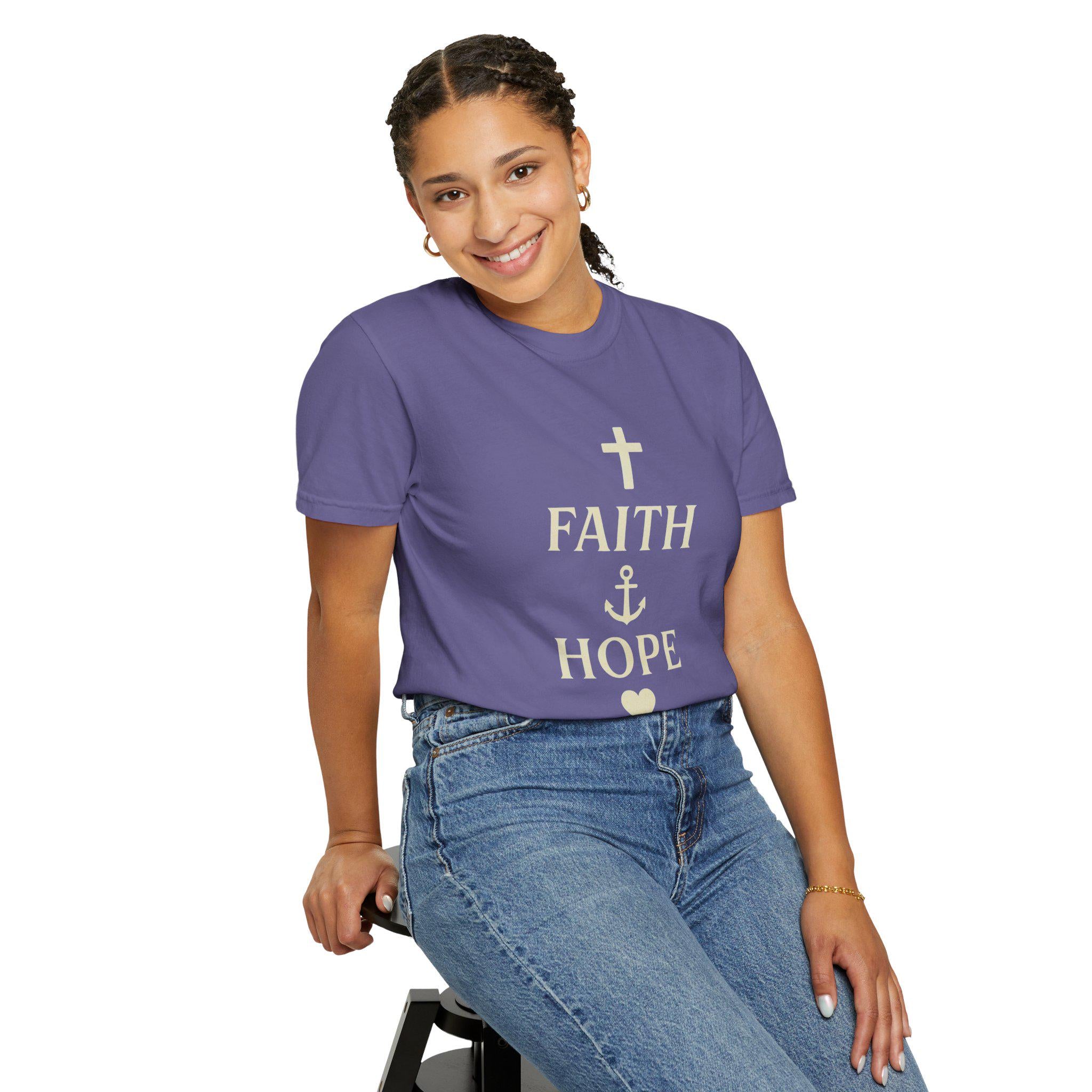 Faith Hope Love Christian T-Shirt, Inspirational Religious Graphic Tee, US Cotton Apparel