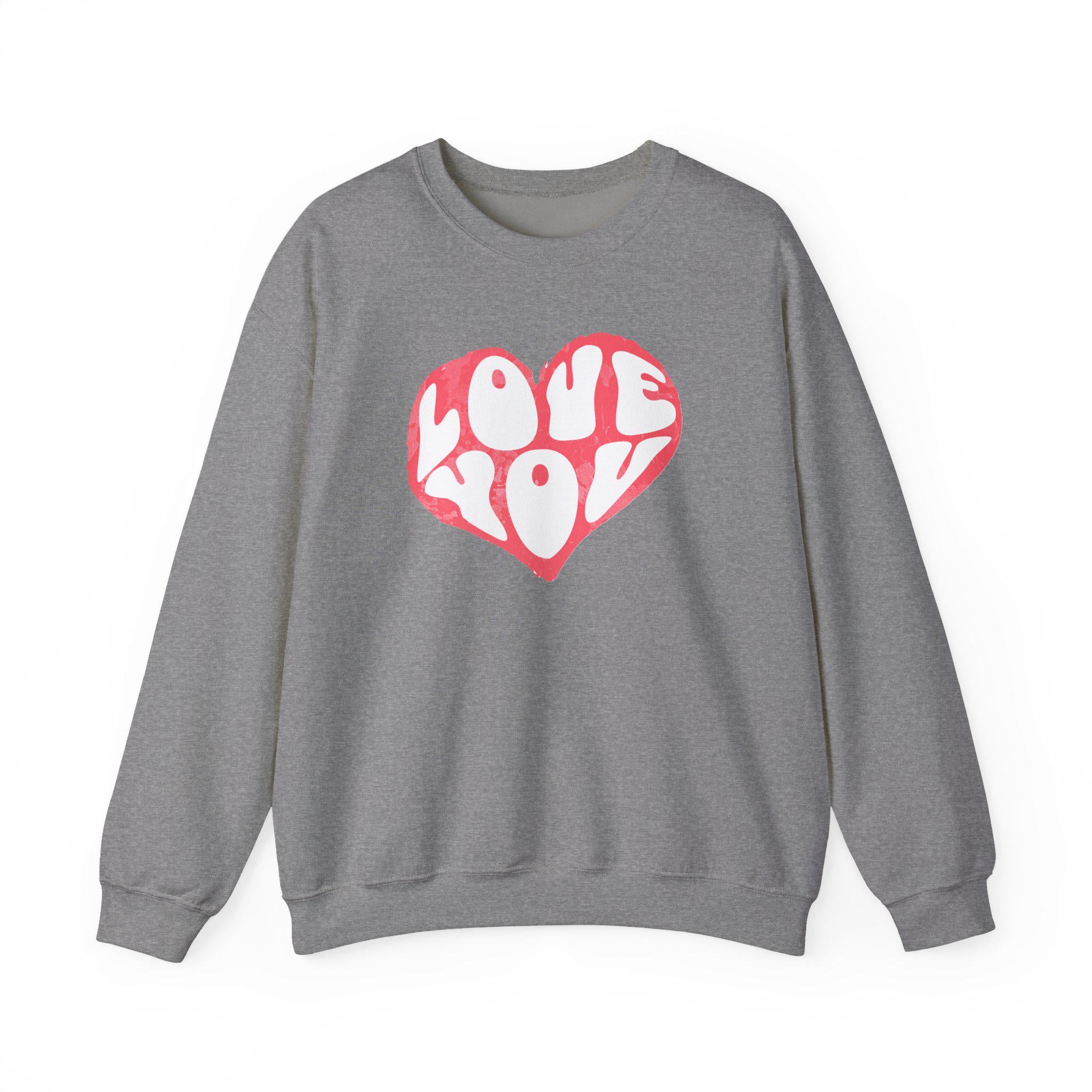 Love You Heart Valentines Day Sweatshirt | Valentine Heart Crewneck