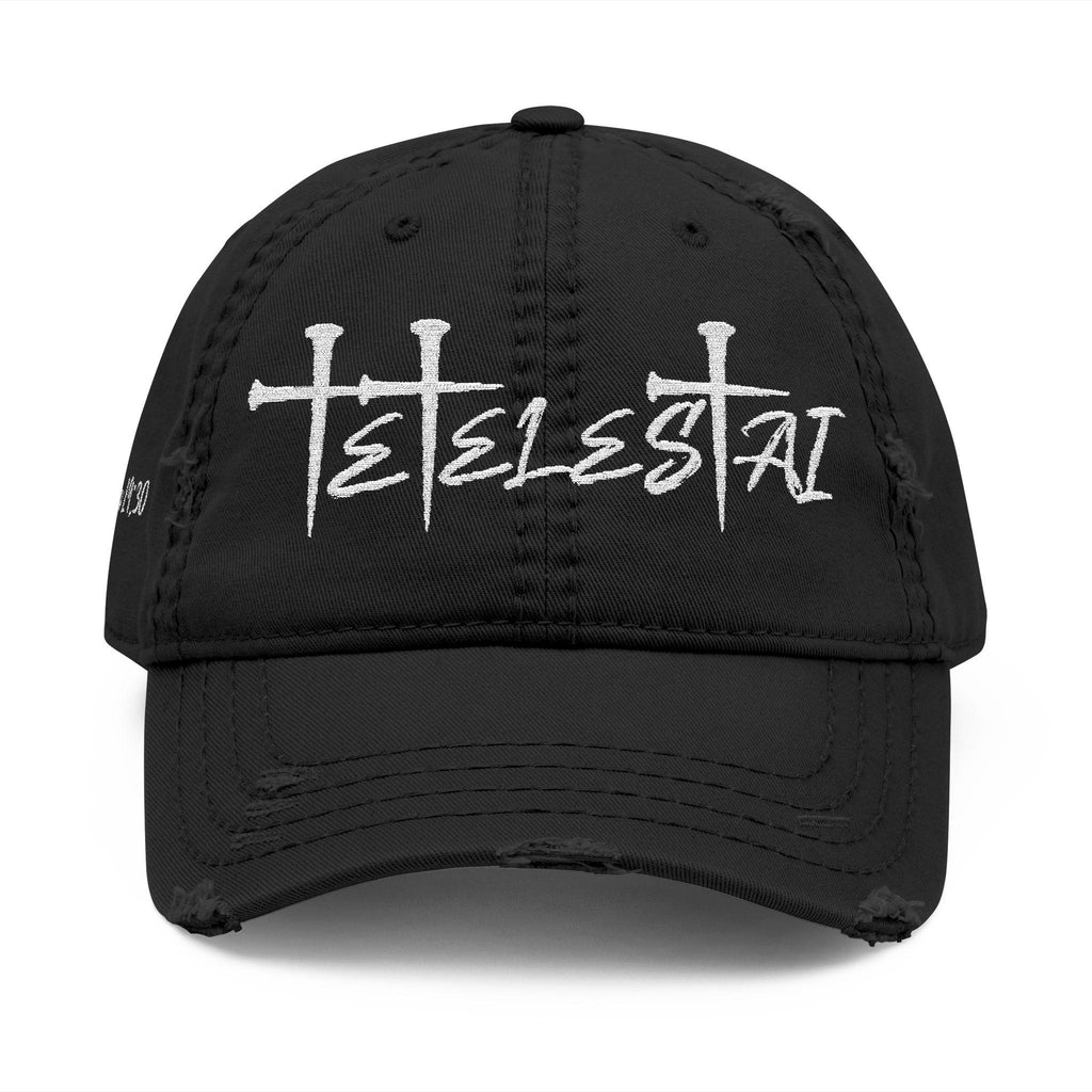 Embroidered Distressed Hat - Tetelestai Christian Headwear, Faithful Baseball Hat, Vintage Religious Accessories