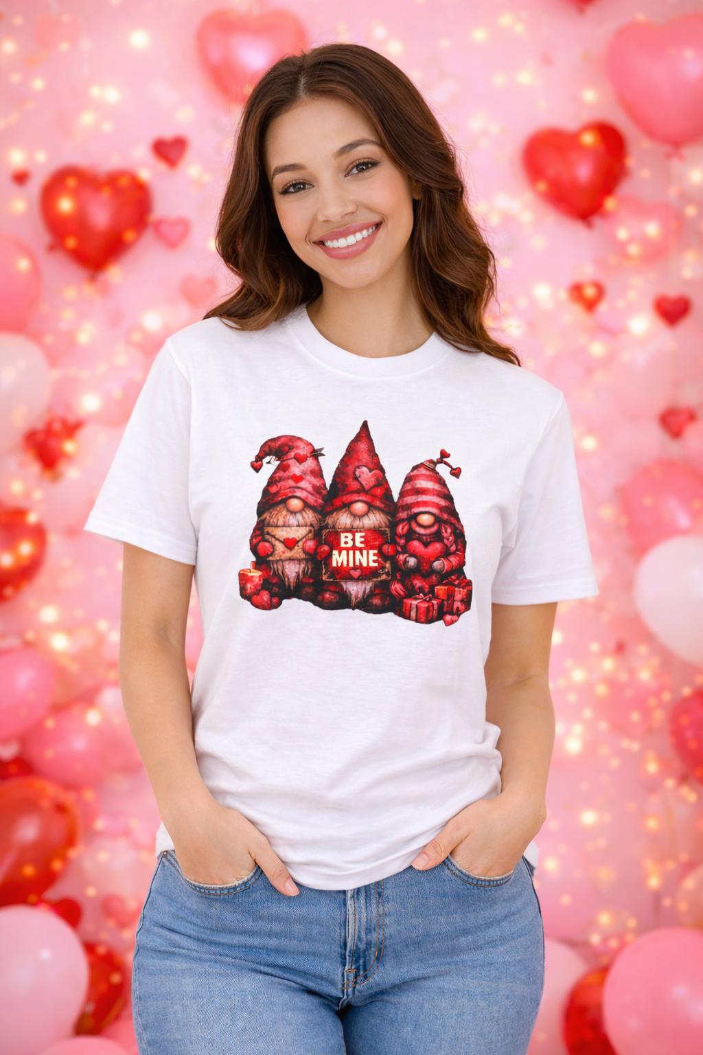 Valentines Gnomes T-Shirt | Couple Gnomes Heart Design, Cozy Vibes
