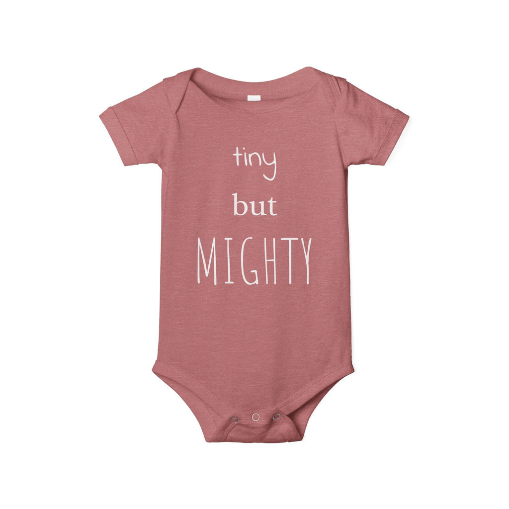 Tiny But Mighty Infant Onesie | Baby Bodysuit, Pink Script