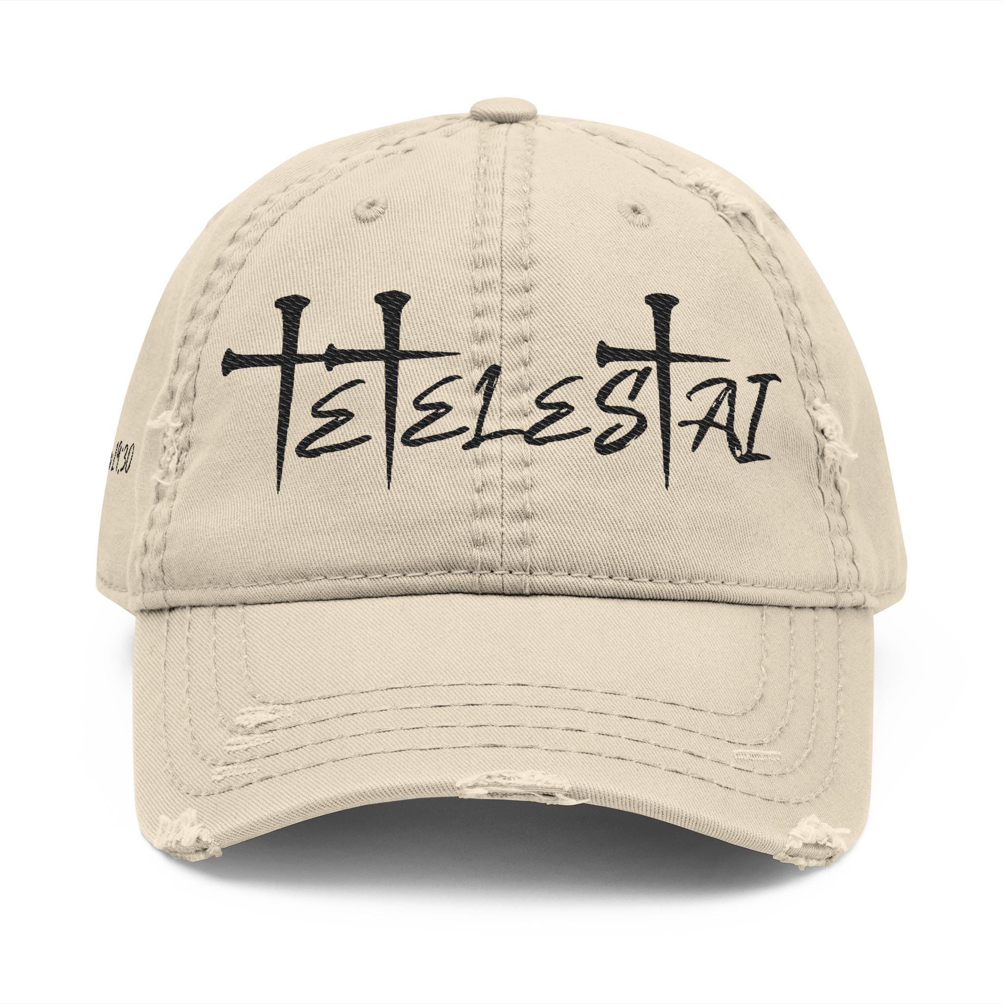 Embroidered Distressed Hat - Tetelestai Christian Headwear, Faithful Baseball Hat, Vintage Religious Accessories