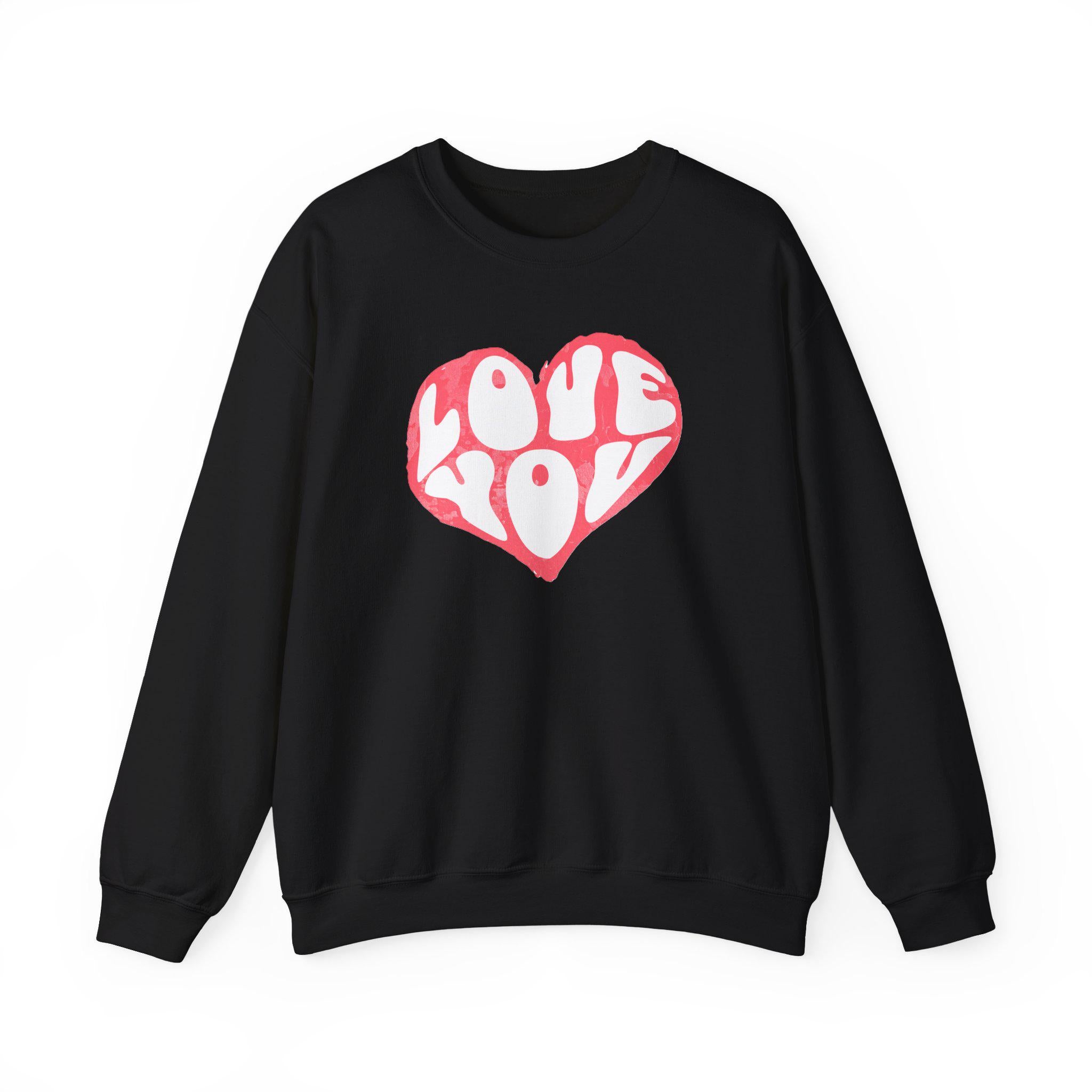 Love You Heart Valentines Day Sweatshirt | Valentine Heart Crewneck