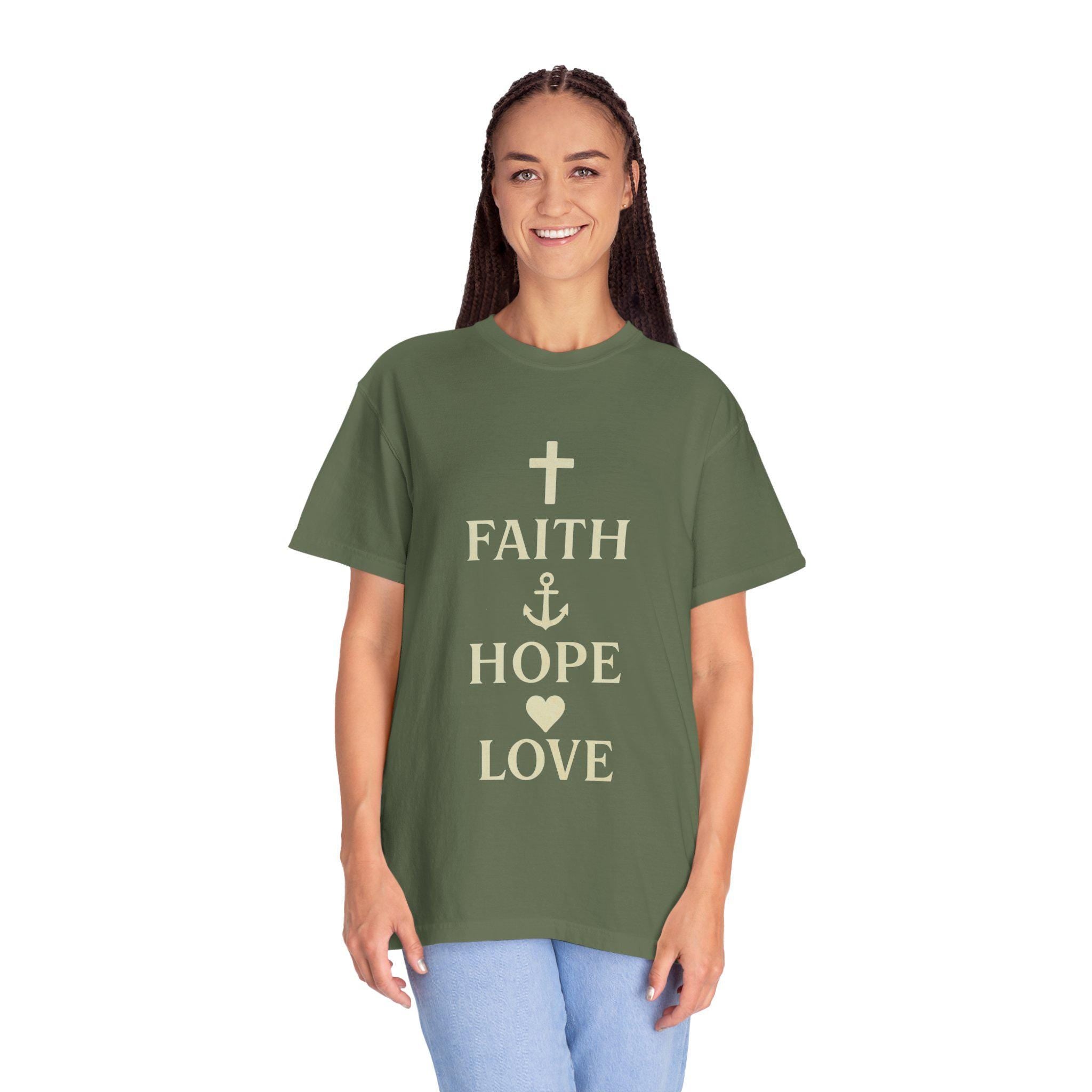 Faith Hope Love Christian T-Shirt, Inspirational Religious Graphic Tee, US Cotton Apparel
