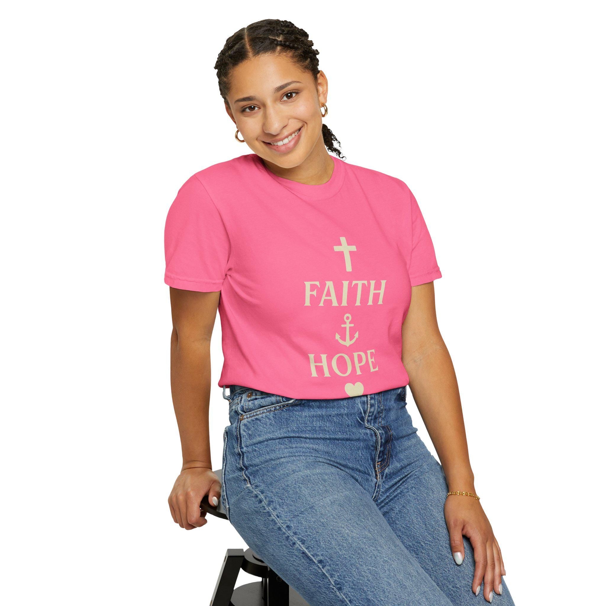 Faith Hope Love Christian T-Shirt, Inspirational Religious Graphic Tee, US Cotton Apparel