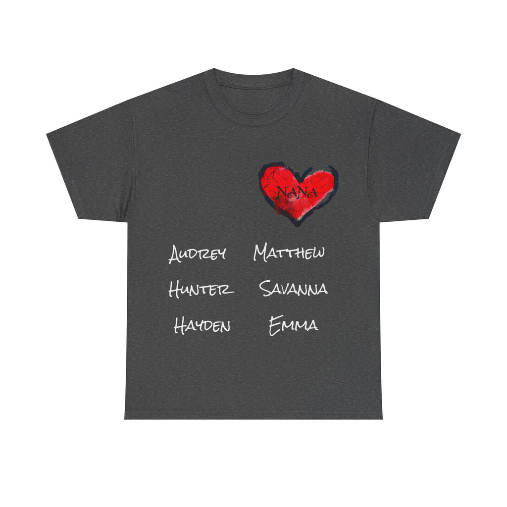Personalized Nana Shirt, Red Heart Grandchildren Names Tee