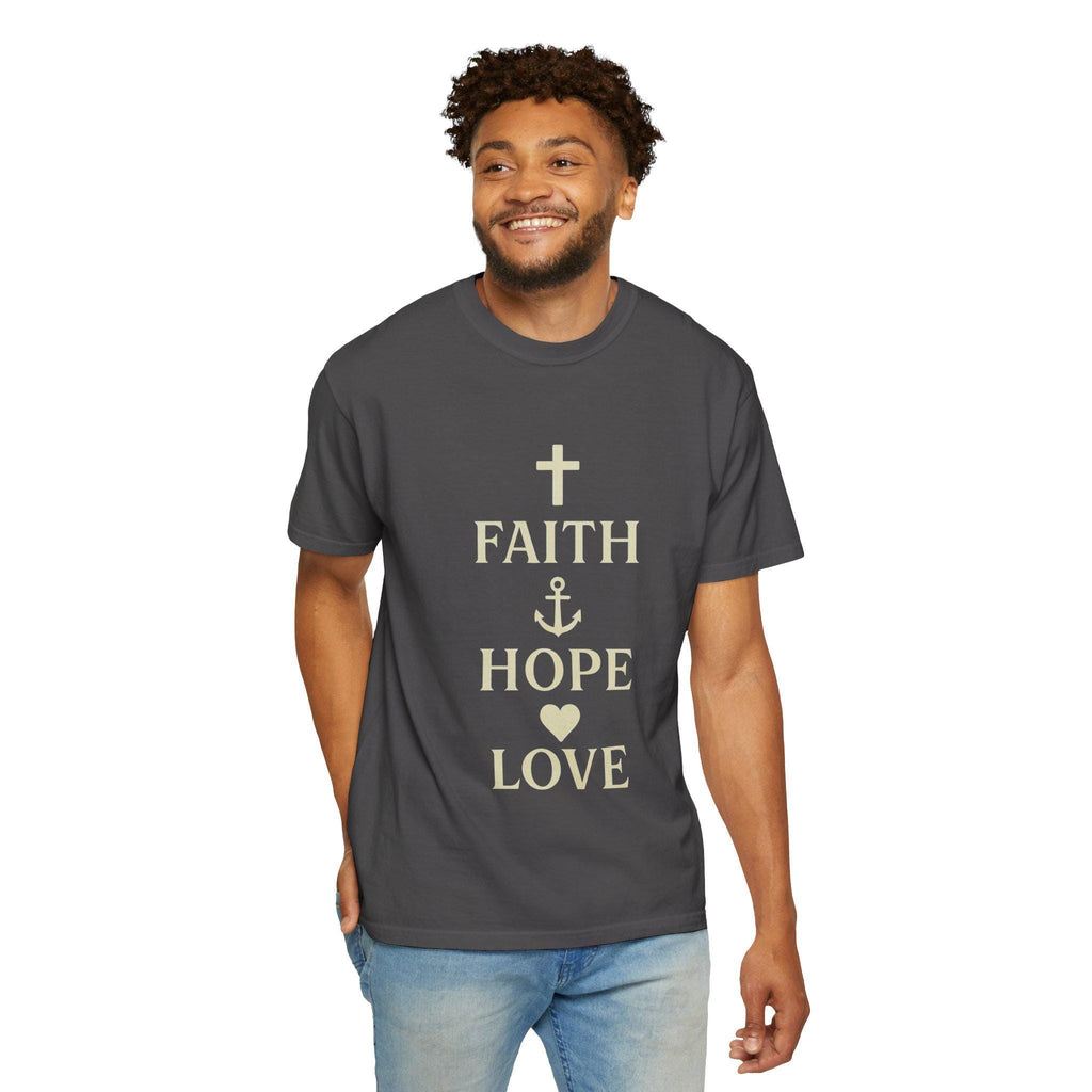 Faith Hope Love Christian T-Shirt, Inspirational Religious Graphic Tee, US Cotton Apparel