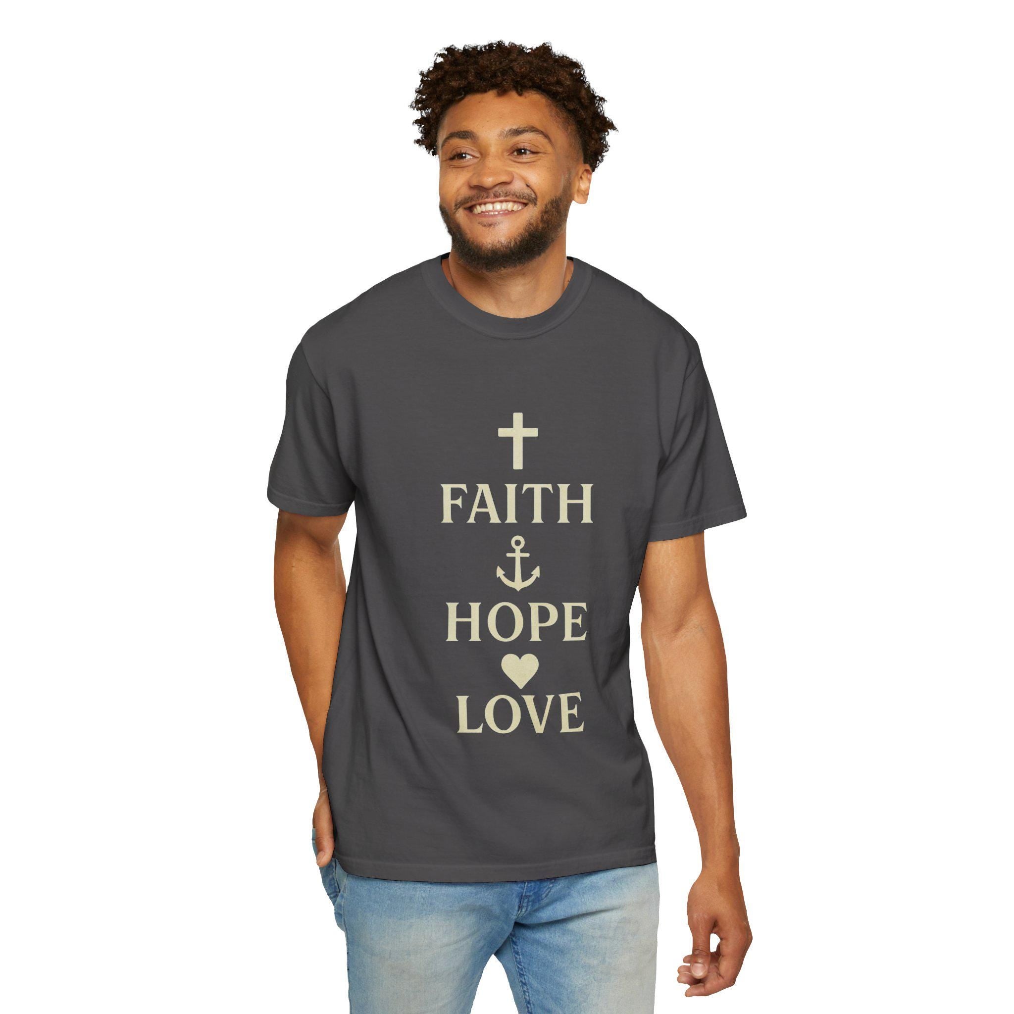 Faith Hope Love Christian T-Shirt, Inspirational Religious Graphic Tee, US Cotton Apparel