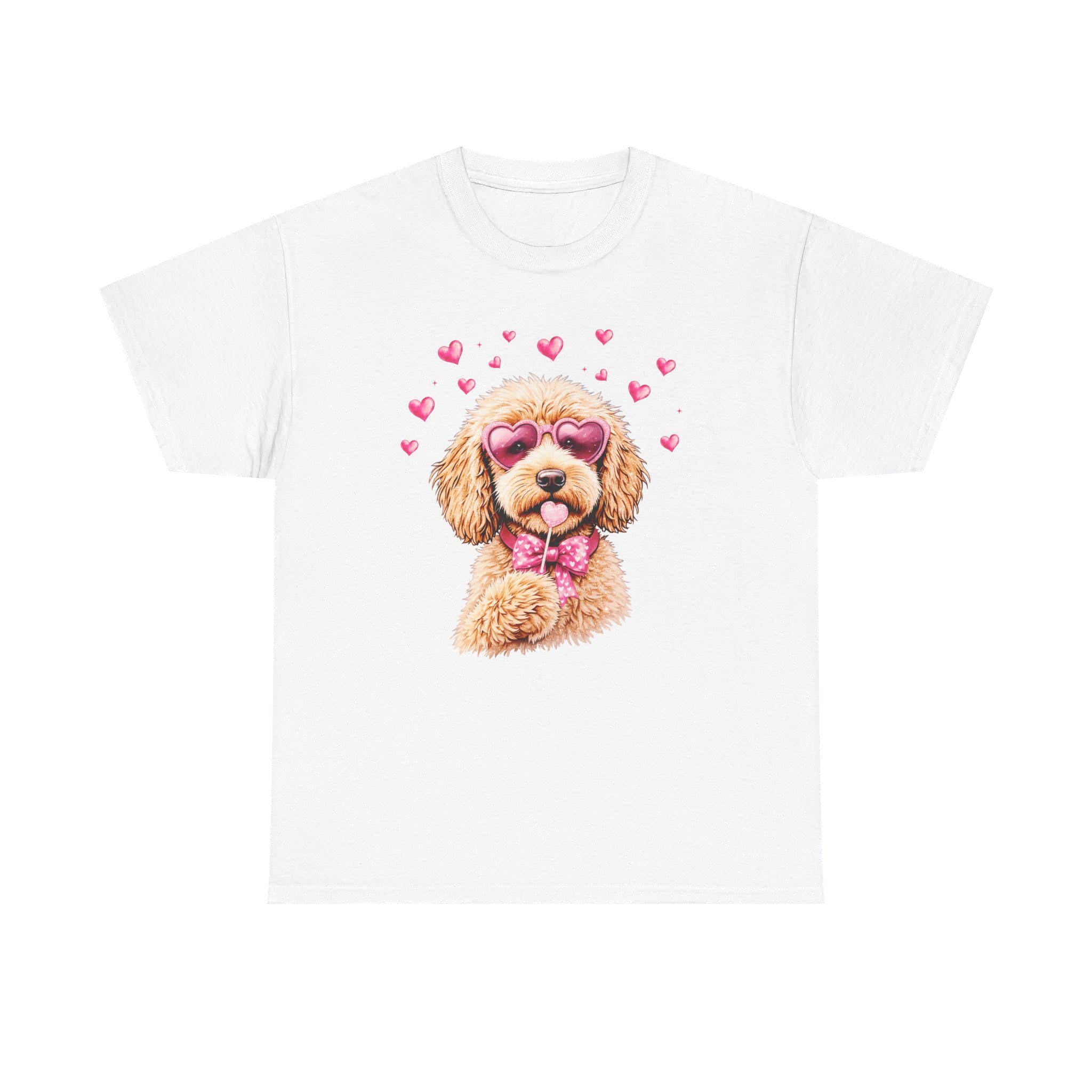 Poodle with Heart Sunglasses Tee | Dog Lover Shirt, Valentine Vibes