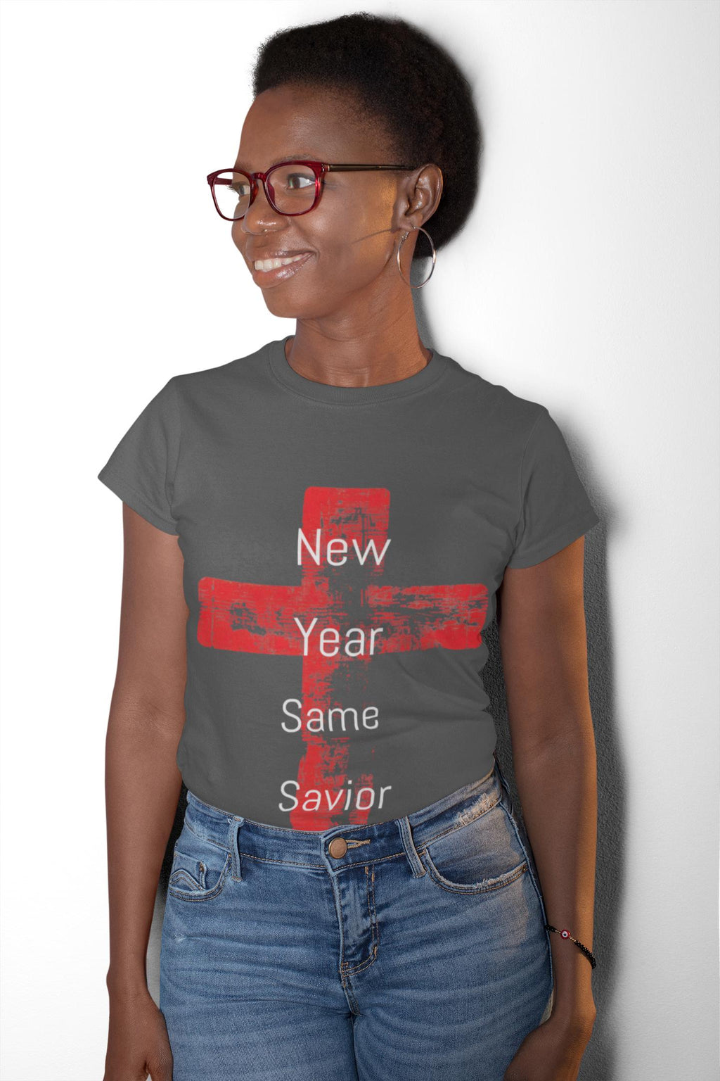 New Year Same Savior T Shirt | Red Cross Christian Faith