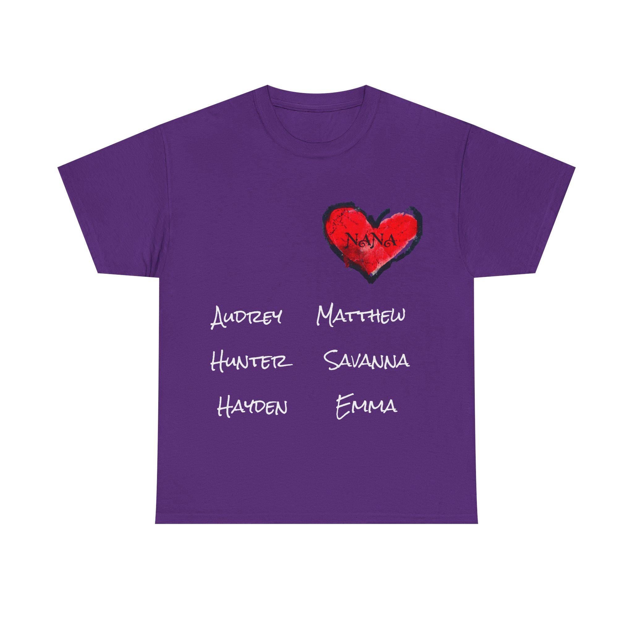 Personalized Nana Shirt, Red Heart Grandchildren Names Tee