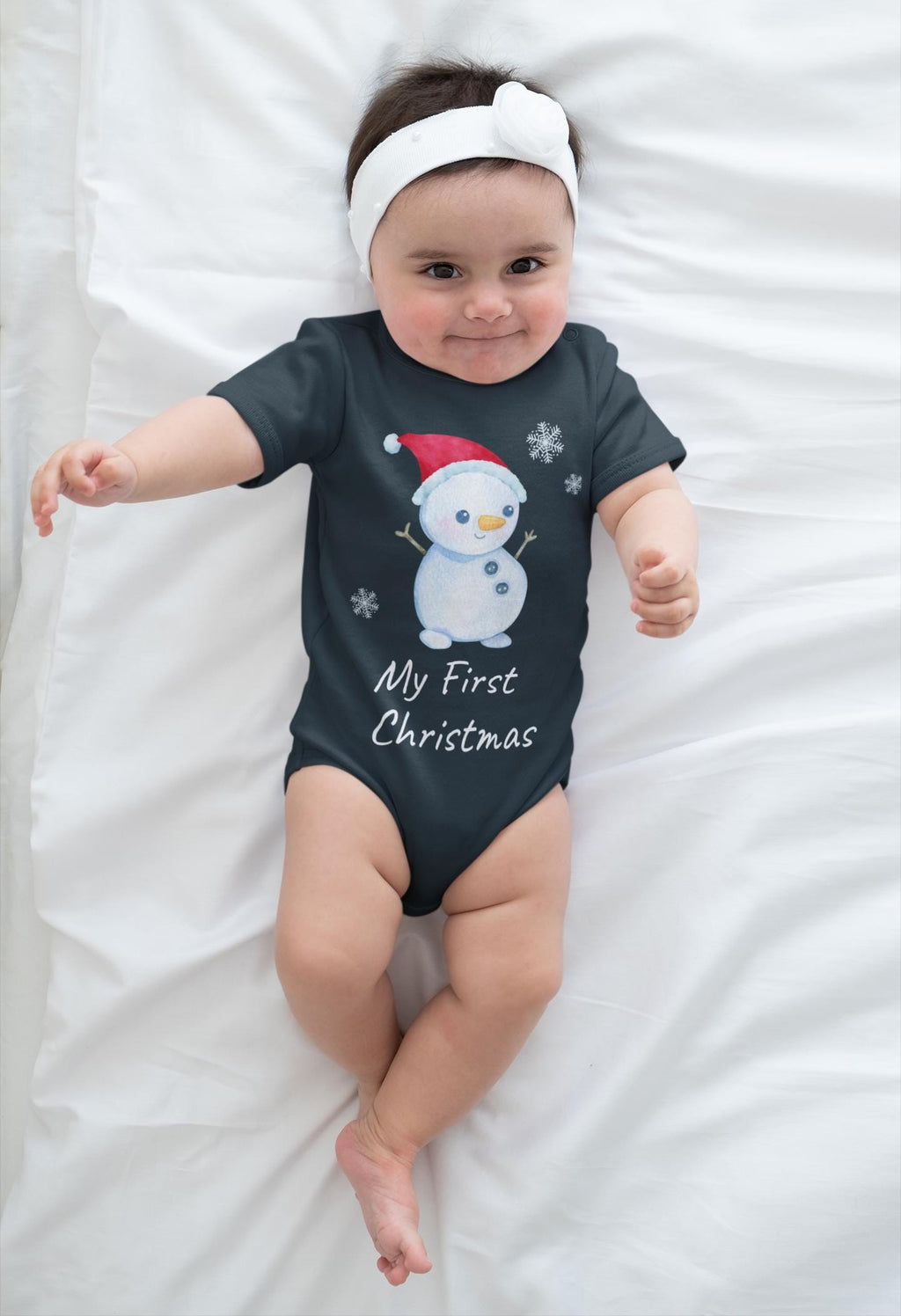 Hand-painted Snowman Christmas Bodysuit | Baby Winter Onesie