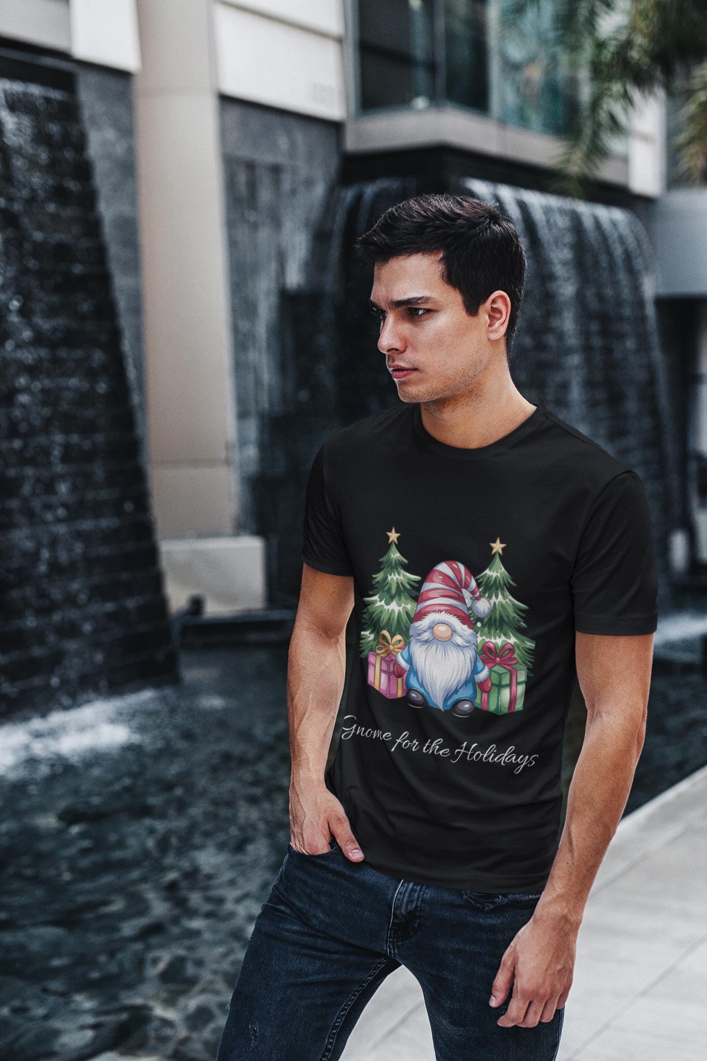 Gnome for the Holidays T-shirt | Christmas Gnome, Pine Trees, Presents Men Women