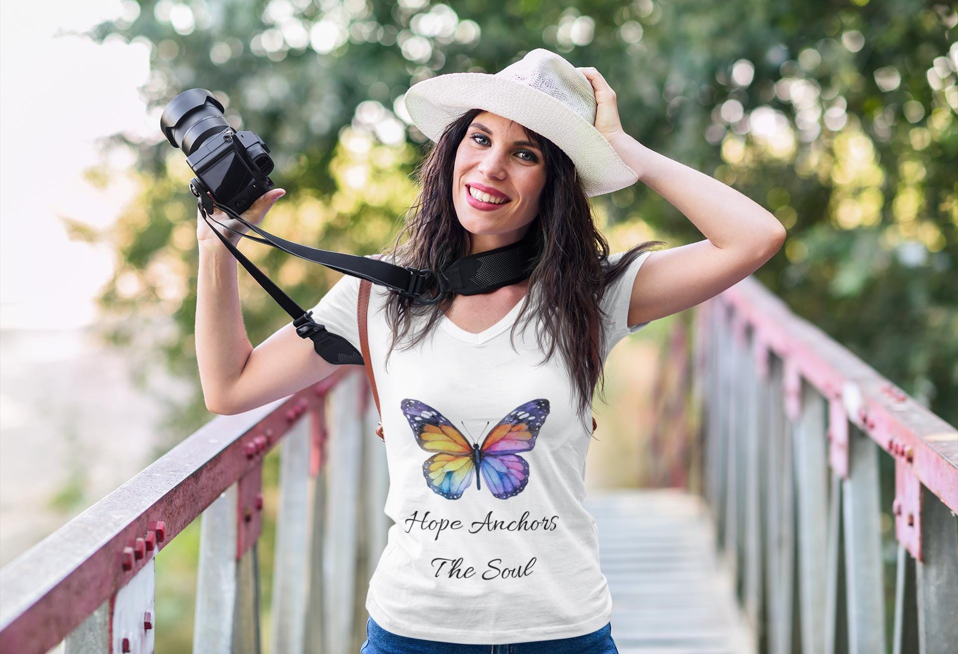 Rainbow Butterfly Hope Anchors The Soul Tee | Inspirational T-Shirt
