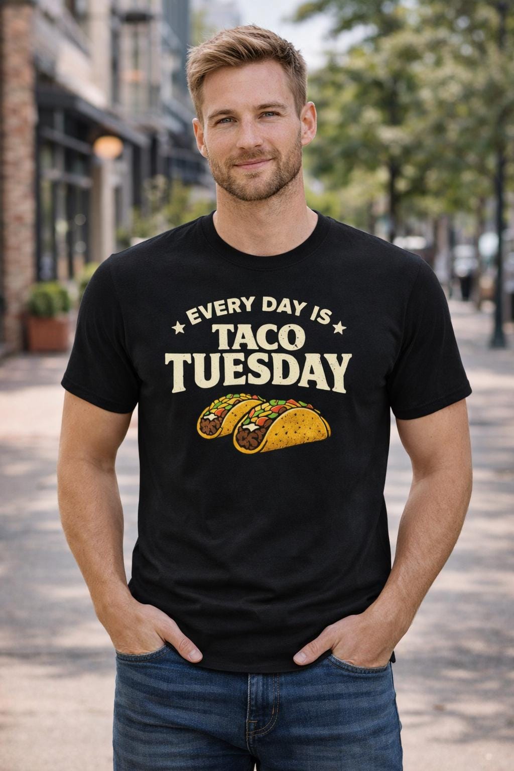 Taco Tuesday Shirt | Taco Illustration, Funny Text, Casual Food Tee