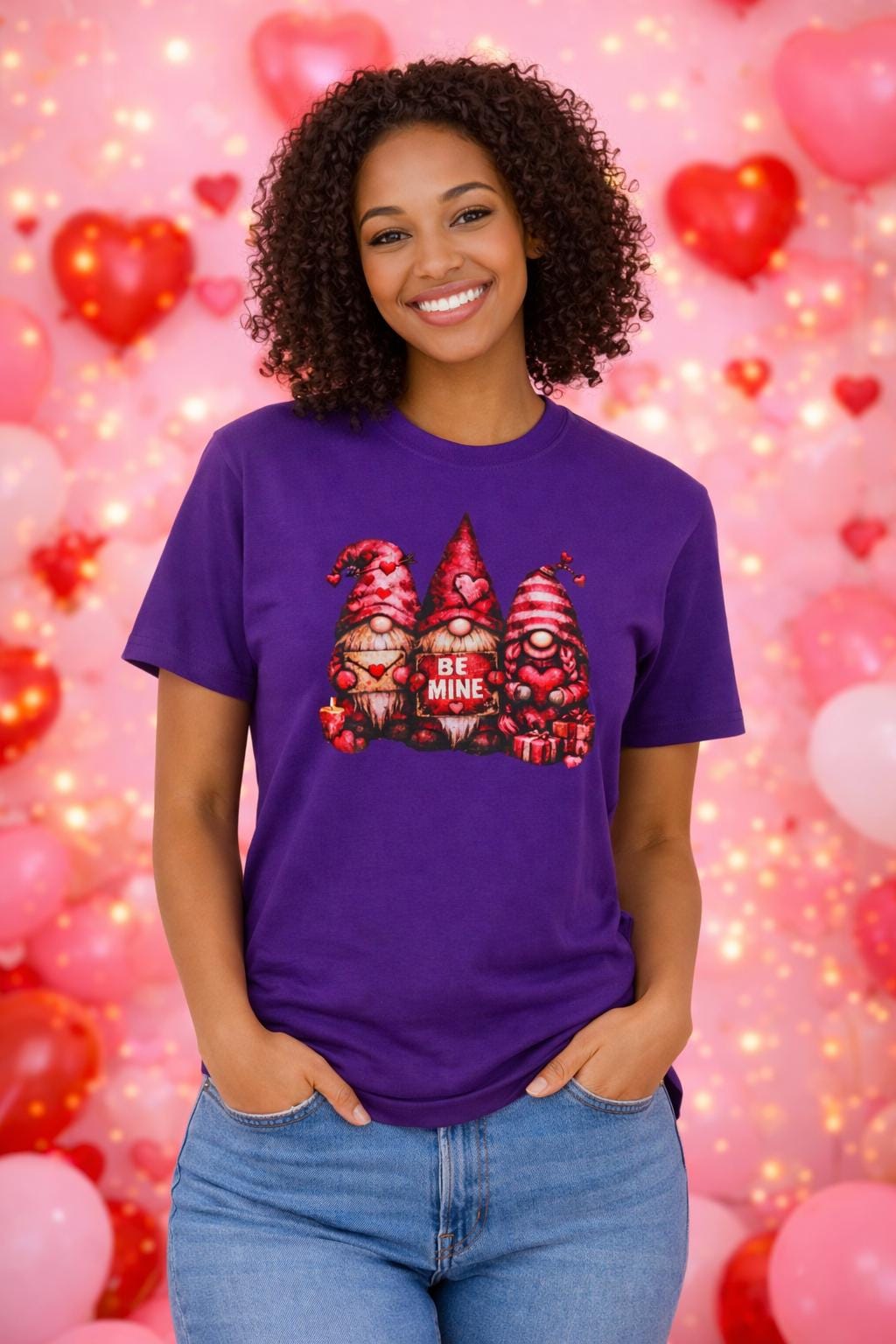 Valentines Gnomes T-Shirt | Couple Gnomes Heart Design, Cozy Vibes