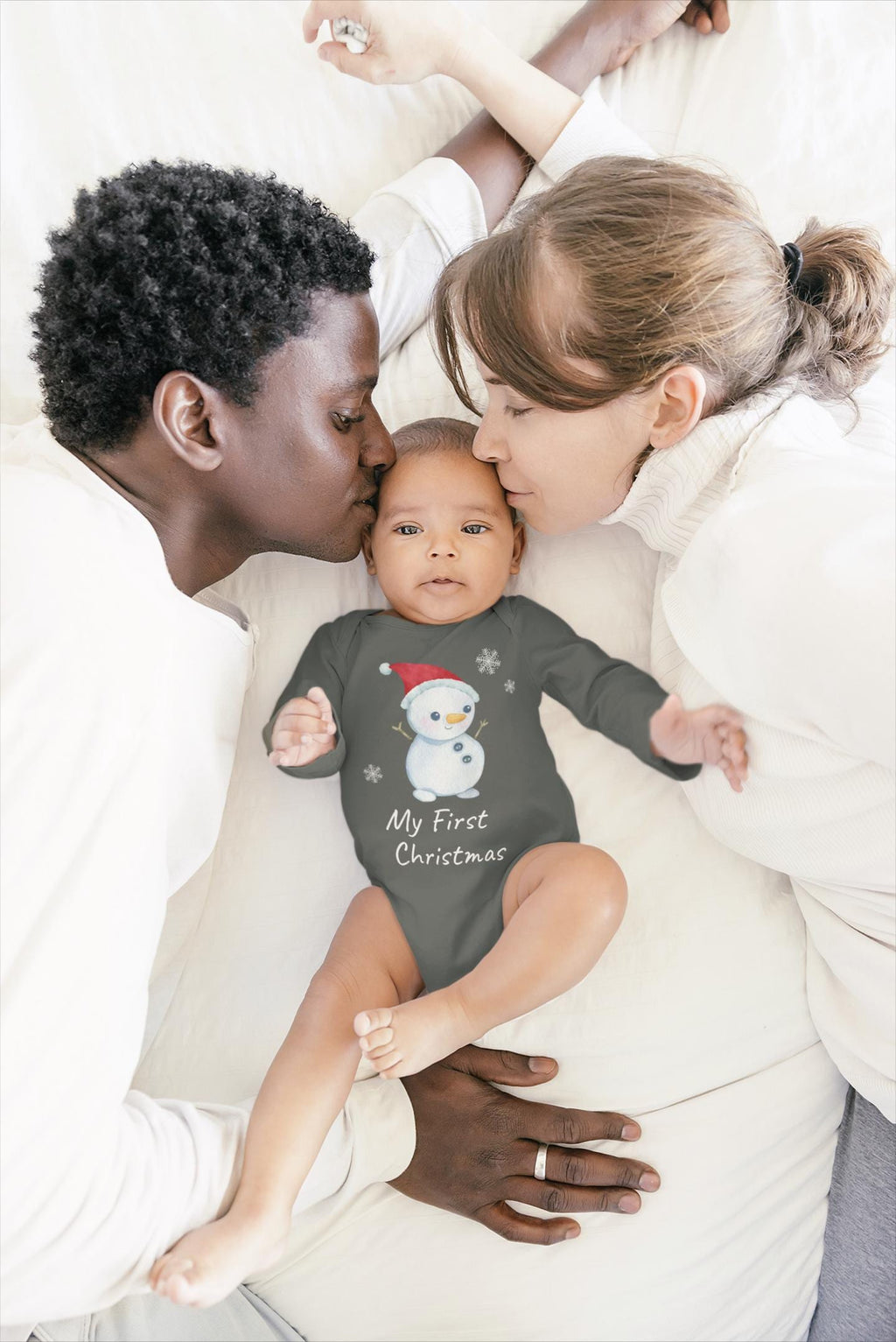 Hand-painted Snowman Christmas Bodysuit | Baby Winter Onesie