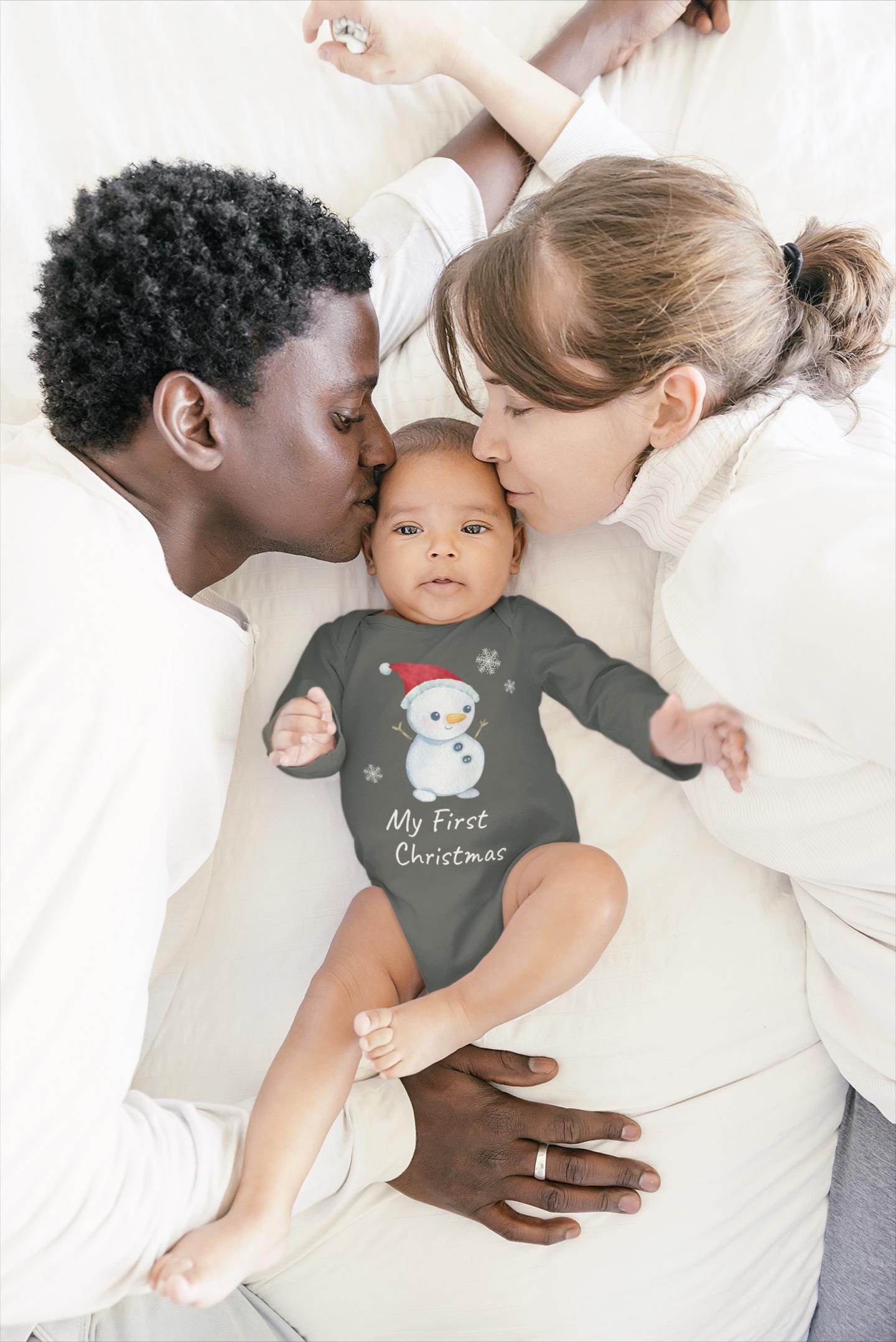 Hand-painted Snowman Christmas Bodysuit | Baby Winter Onesie