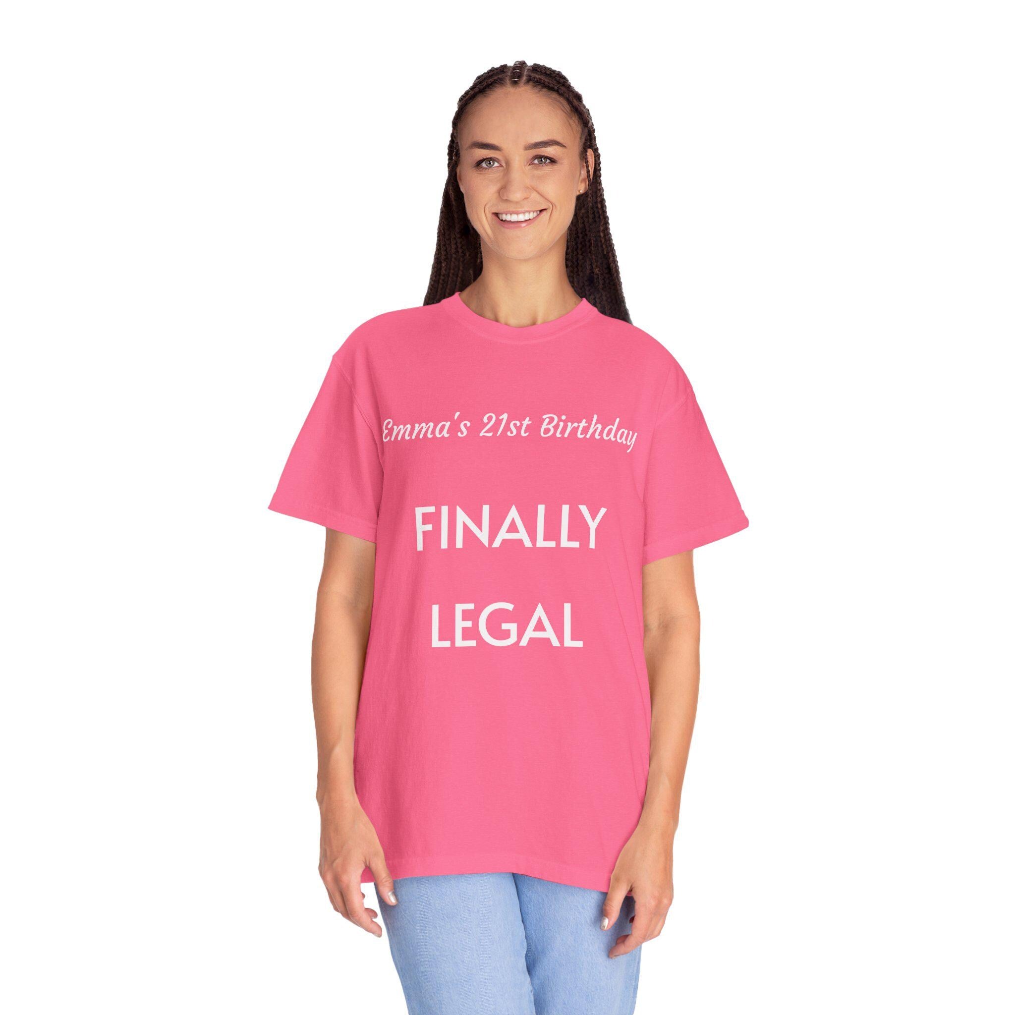 Custom 21st Birthday T-Shirt, Finally Legal Tee, Personalized Cotton Shirt