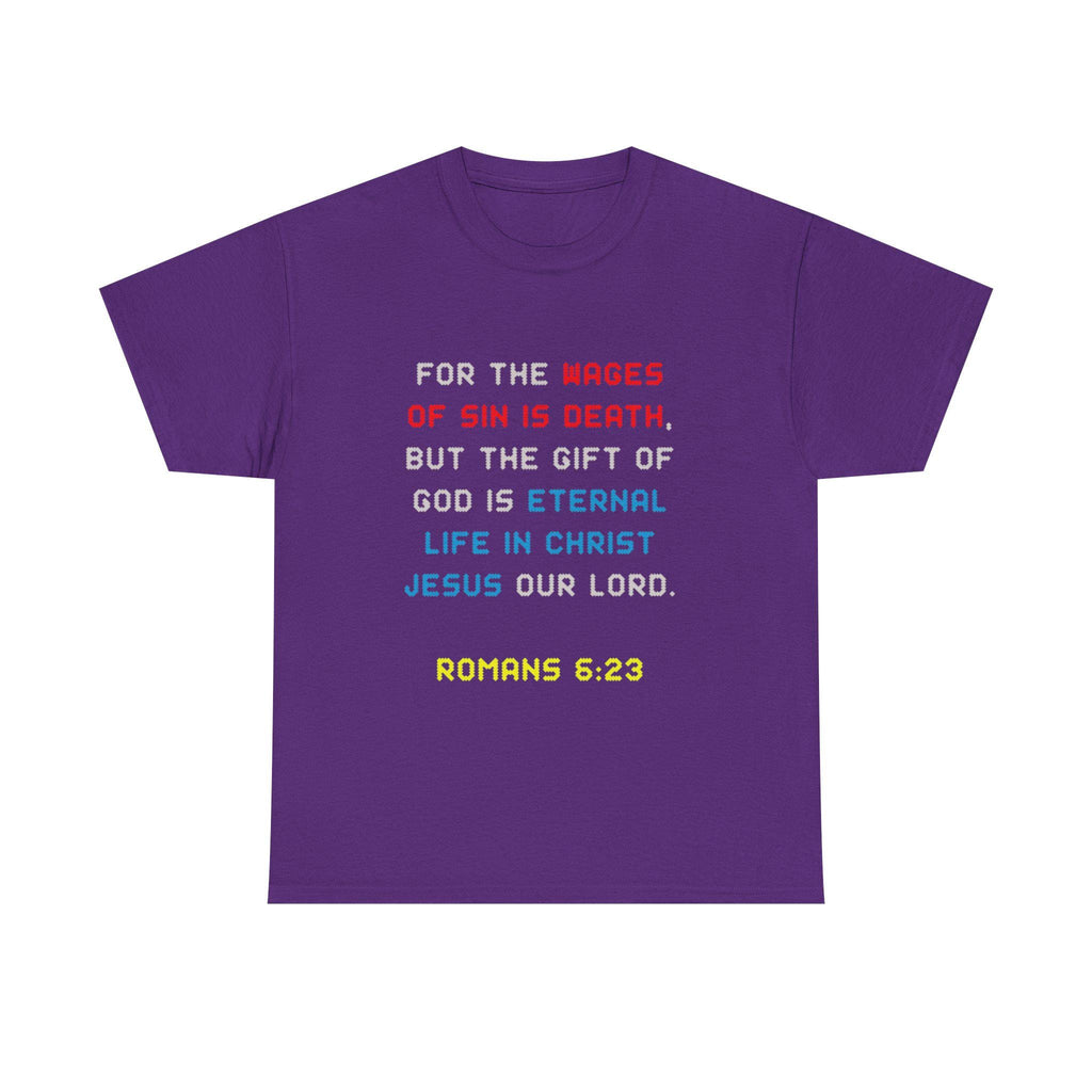 Romans 6 23 Scripture Verse Gildan Tee | Christian Faith Bible Quote T-Shirt