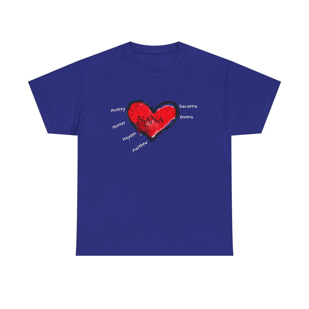 Personalized Red Heart Nana Shirt with Grandchildren Names