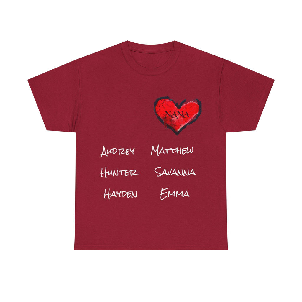 Personalized Nana Shirt, Red Heart Grandchildren Names Tee