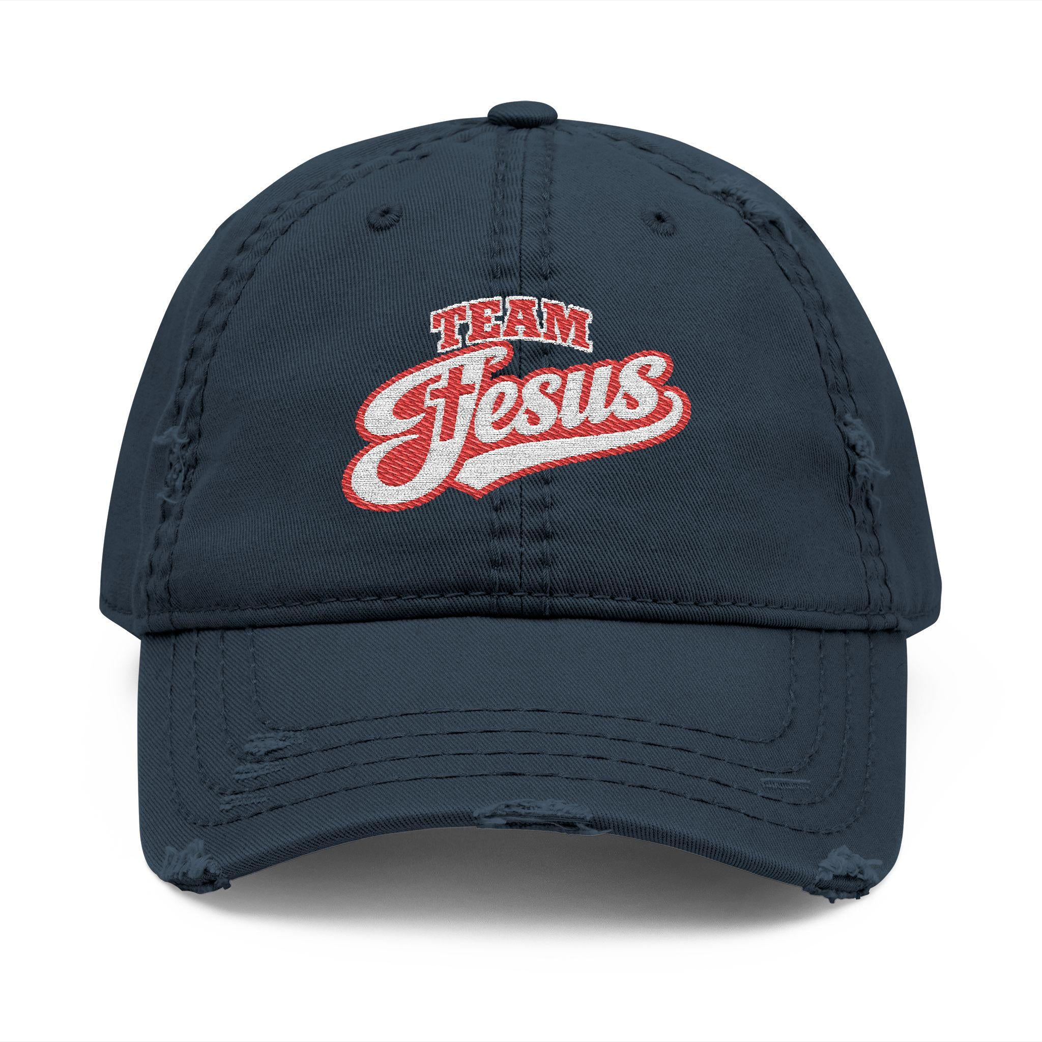 Team Jesus distressed embroidery Dad Hat | Christian baseball cap
