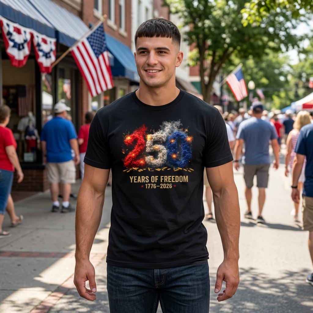 4th of July Gildan Tee 250 Years of Freedom TShirt (1776 to 2026)