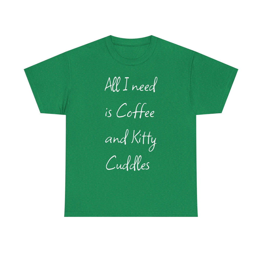 Coffee and Kitty Cuddles T-Shirt | Cat Lover Comfort Tee