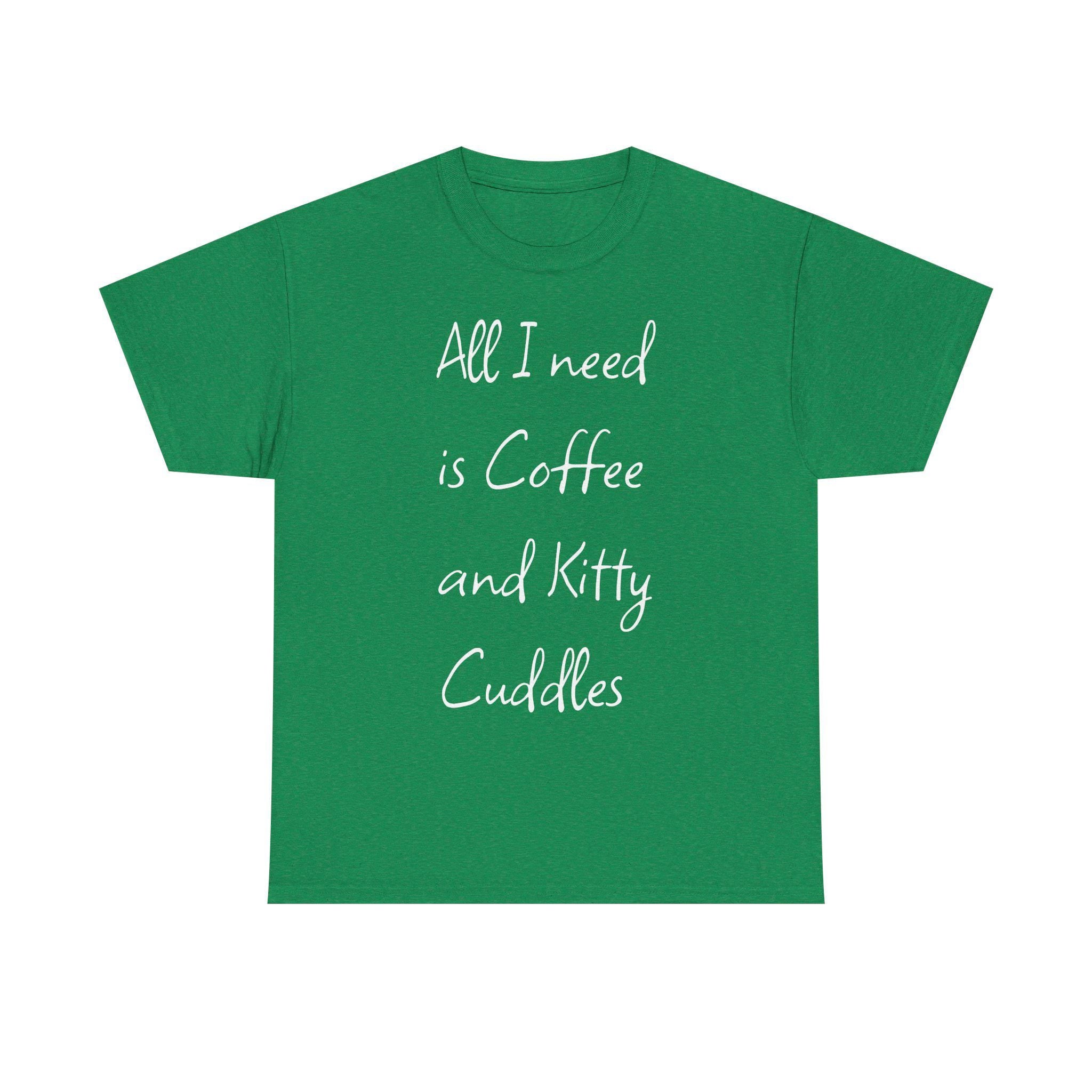 Coffee and Kitty Cuddles T-Shirt | Cat Lover Comfort Tee