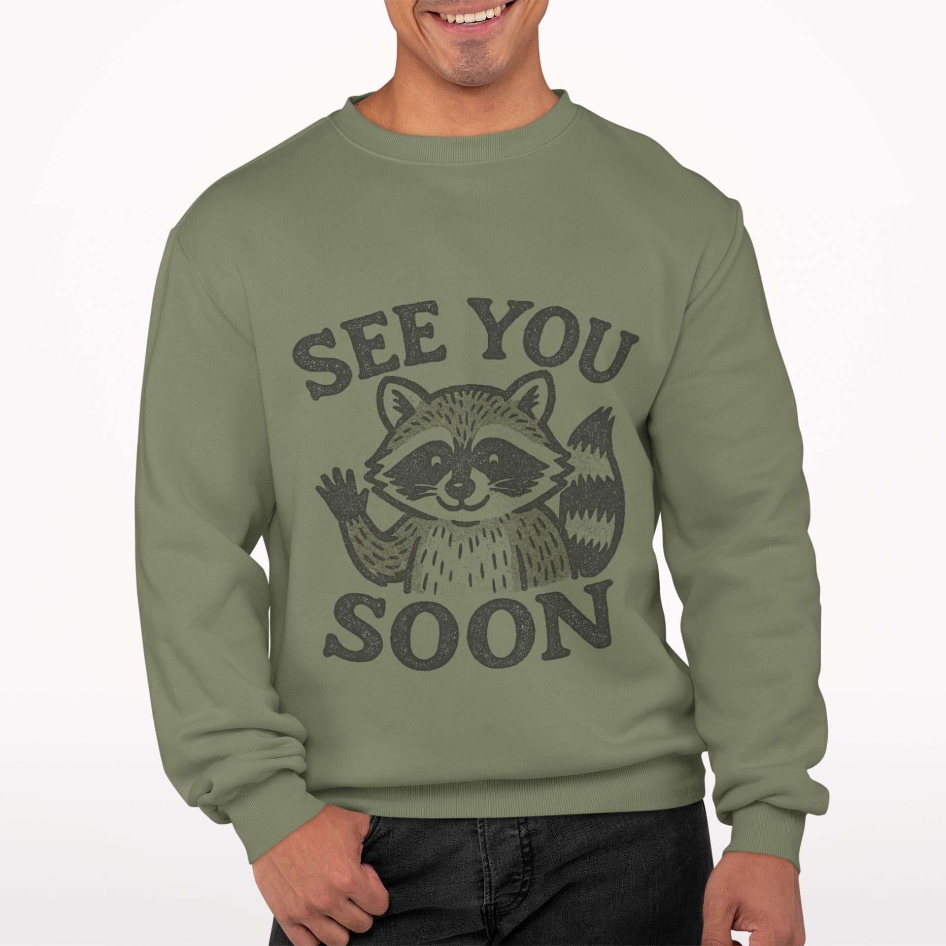 Raccoon Illustration Sweatshirt | Vintage Crewneck Comfort