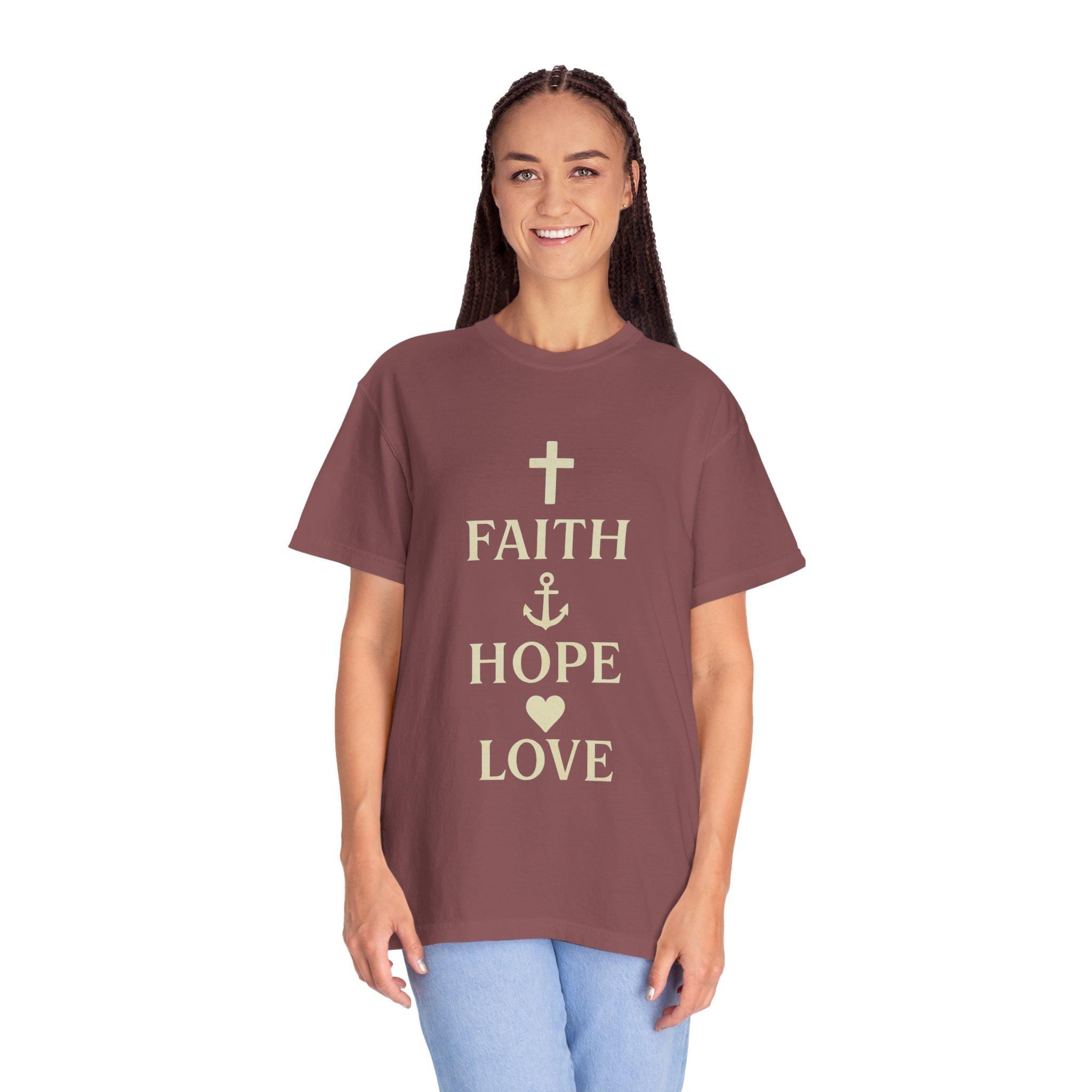 Faith Hope Love Christian T-Shirt, Inspirational Religious Graphic Tee, US Cotton Apparel
