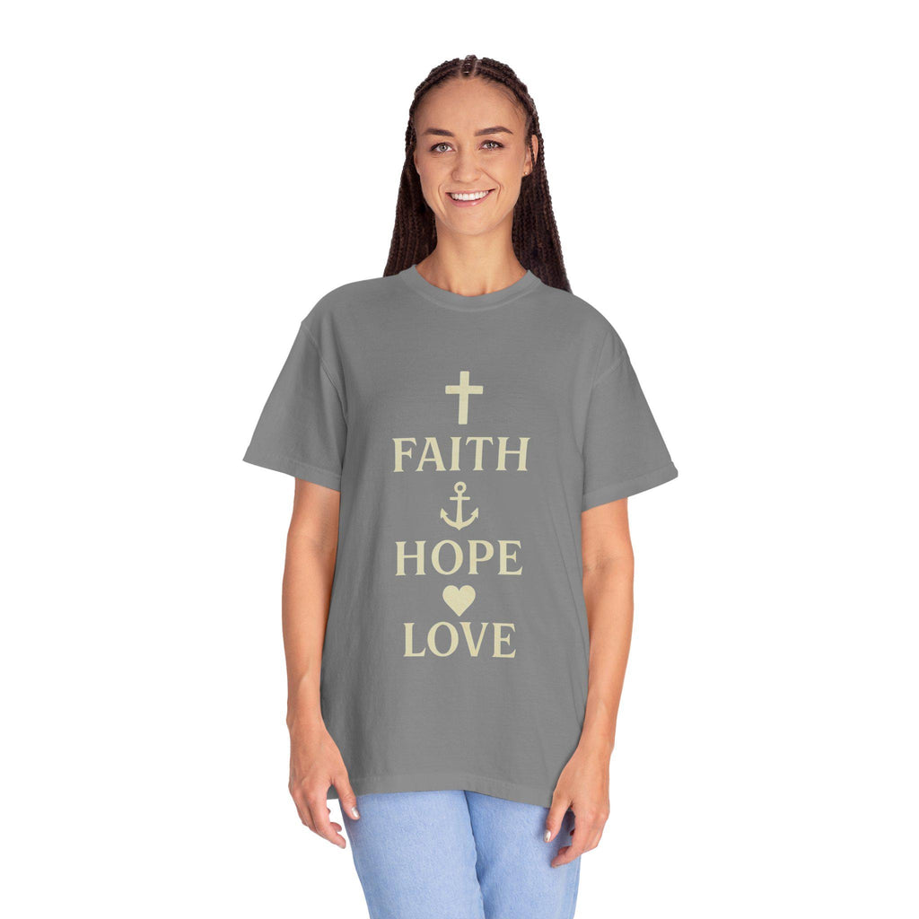 Faith Hope Love Christian T-Shirt, Inspirational Religious Graphic Tee, US Cotton Apparel