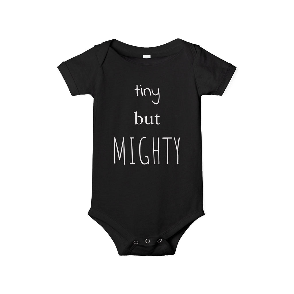 Tiny But Mighty Infant Onesie | Baby Bodysuit, Pink Script