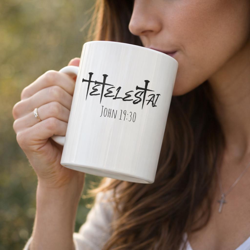Tetelestai John 19:30 Mug | Christian Scripture Coffee Cup