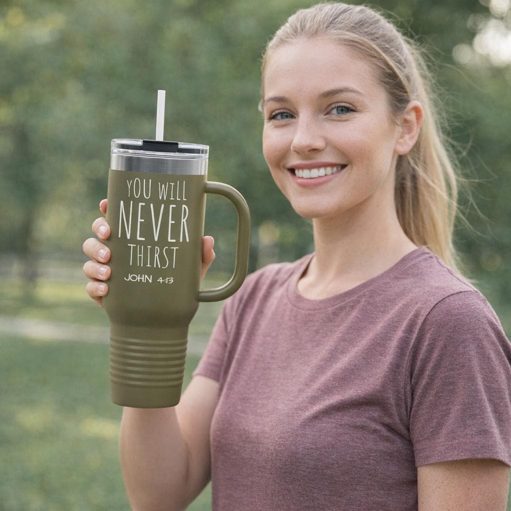 You Will Never Thirst John 4:13 Travel Mug | 40oz Insulated Tumbler