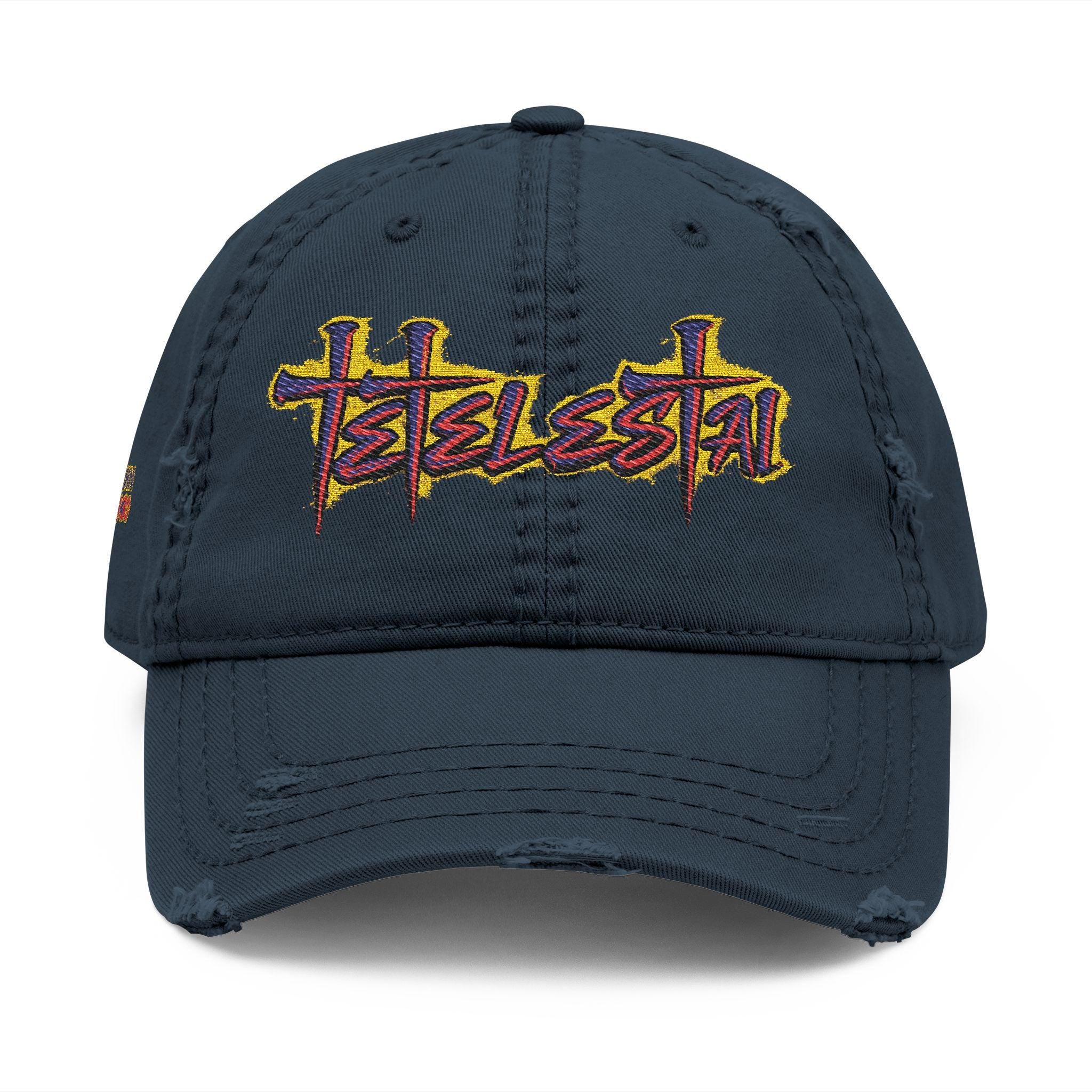 Embroidered Distressed Hat - Tetelestai Christian Headwear, Faithful Baseball Hat, Vintage Religious Accessories