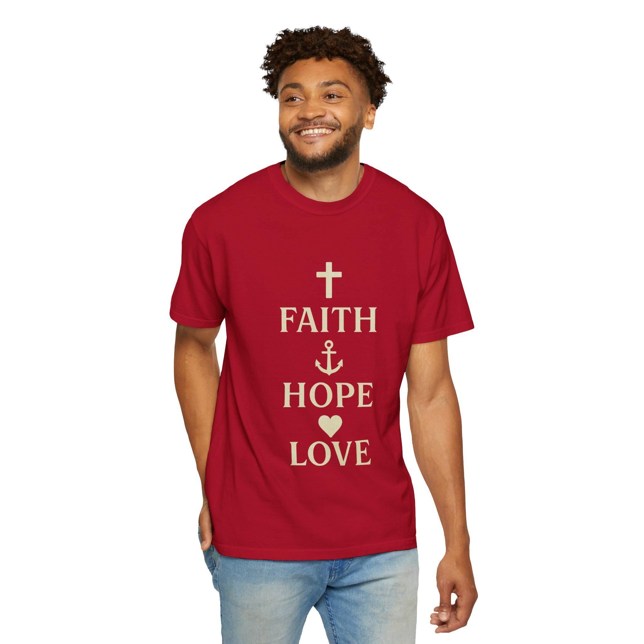 Faith Hope Love Christian T-Shirt, Inspirational Religious Graphic Tee, US Cotton Apparel