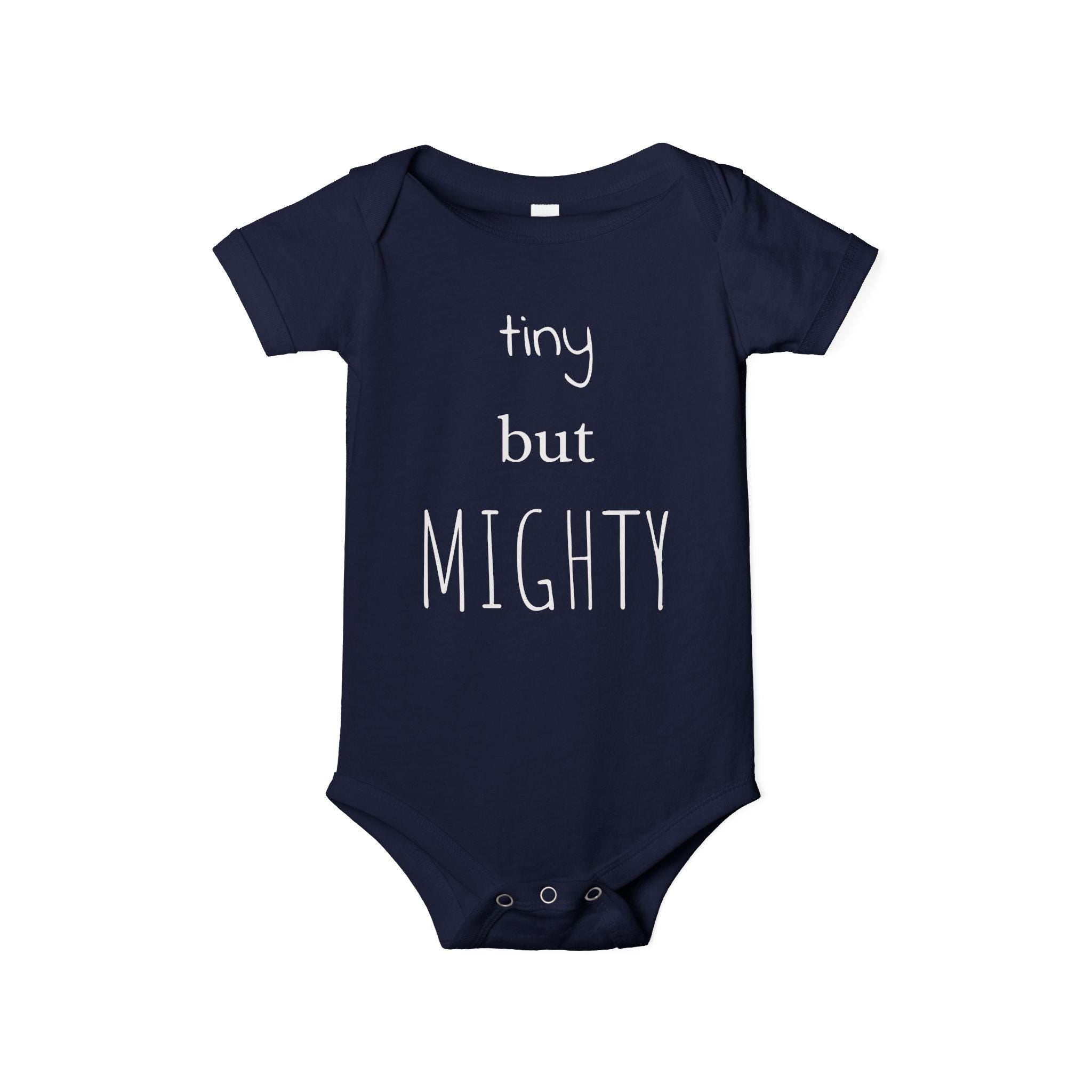 Tiny But Mighty Infant Onesie | Baby Bodysuit, Pink Script