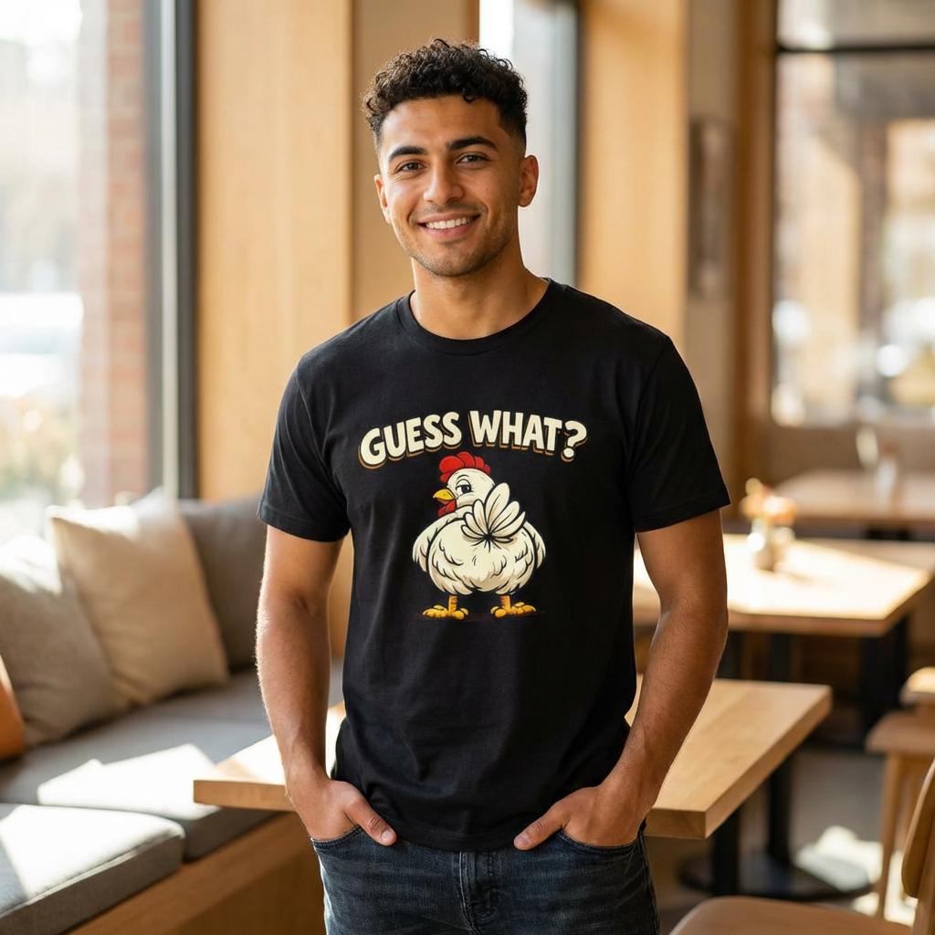 Guess What Chicken Shirt | Funny Hen Illustration, Farm Animal Gildan Tee