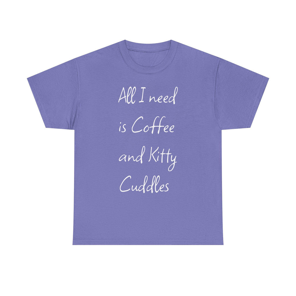 Coffee and Kitty Cuddles T-Shirt | Cat Lover Comfort Tee