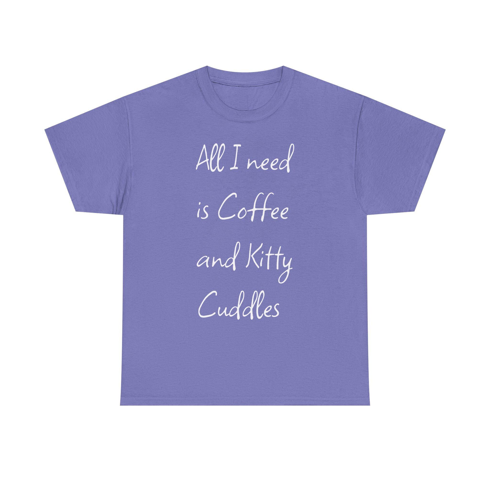 Coffee and Kitty Cuddles T-Shirt | Cat Lover Comfort Tee