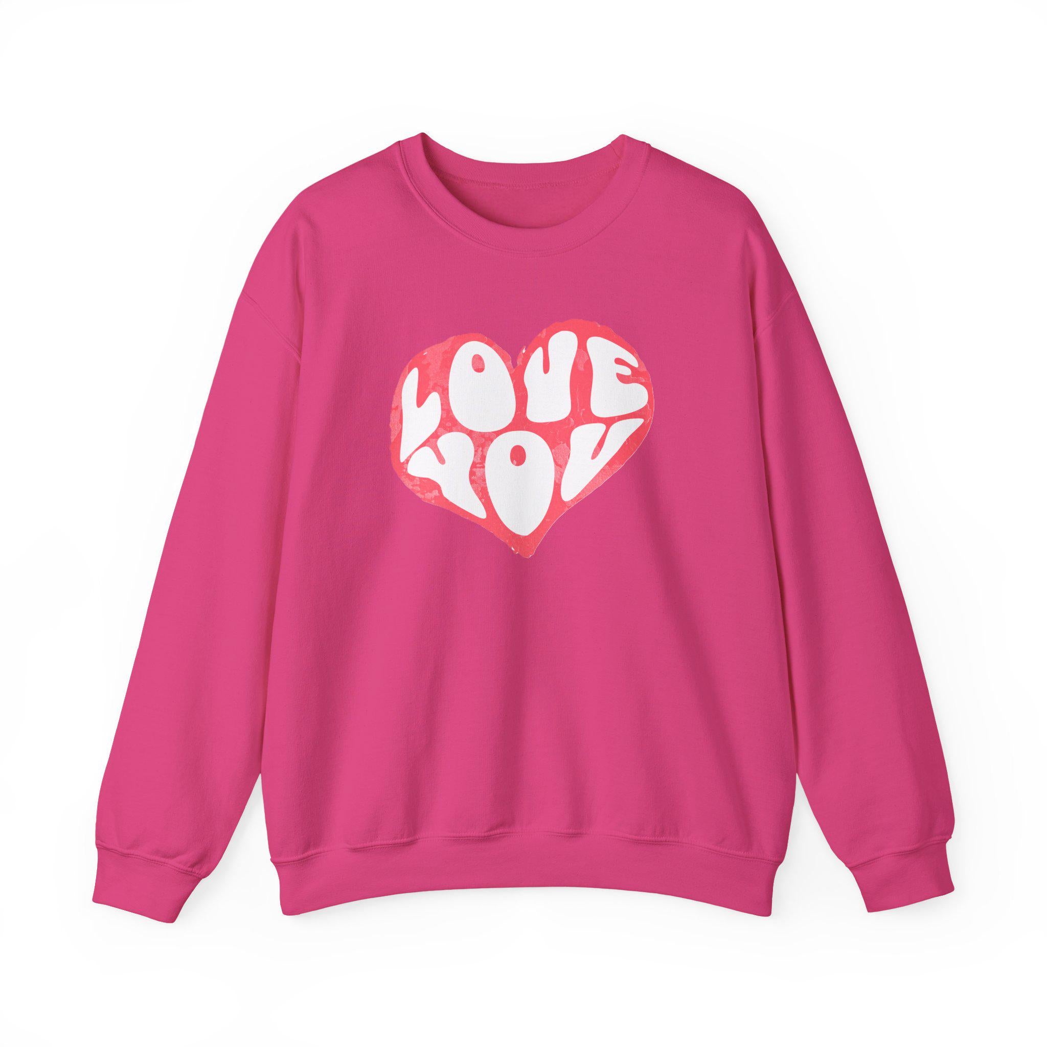 Love You Heart Valentines Day Sweatshirt | Valentine Heart Crewneck