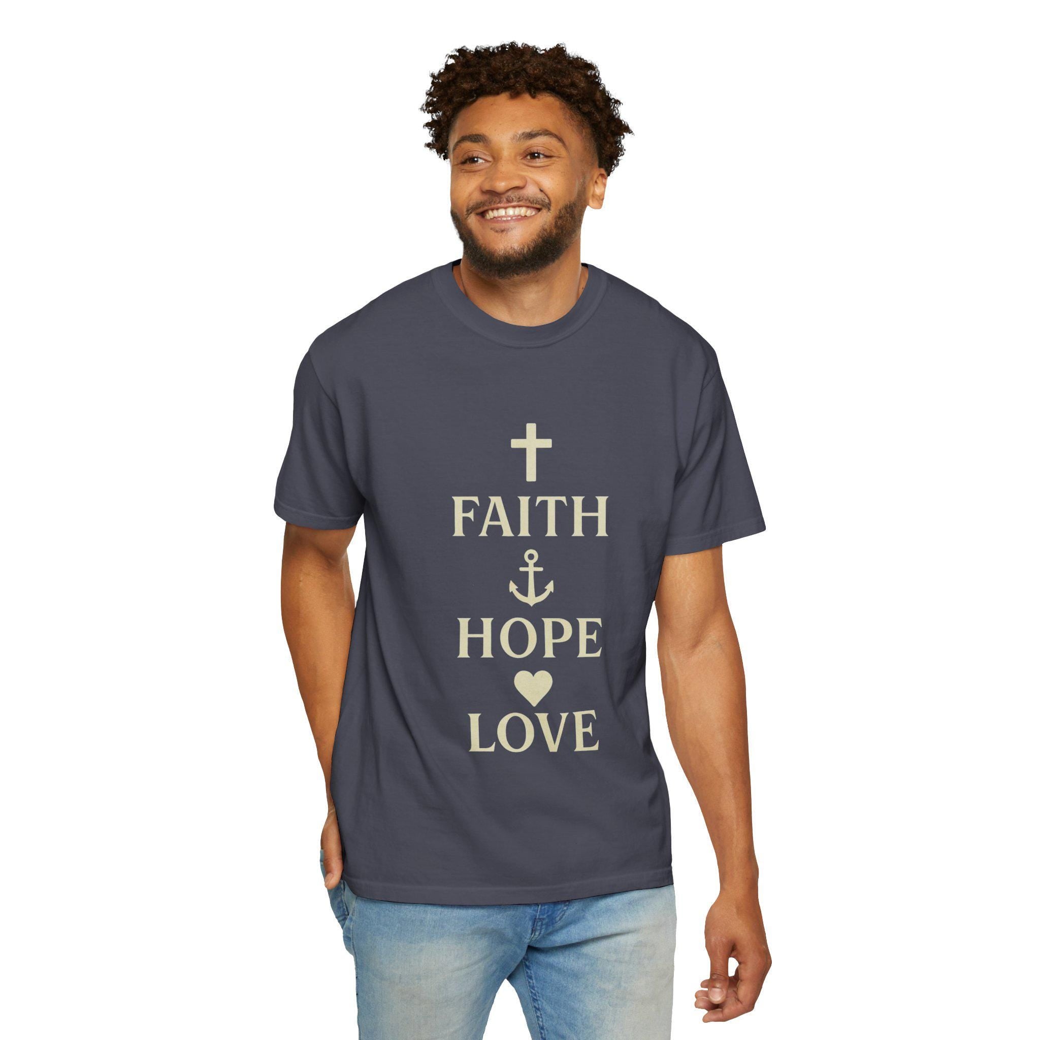 Faith Hope Love Christian T-Shirt, Inspirational Religious Graphic Tee, US Cotton Apparel