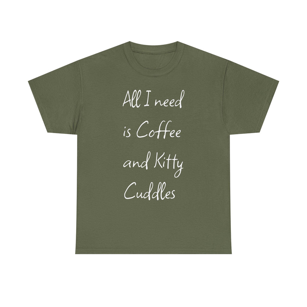 Coffee and Kitty Cuddles T-Shirt | Cat Lover Comfort Tee