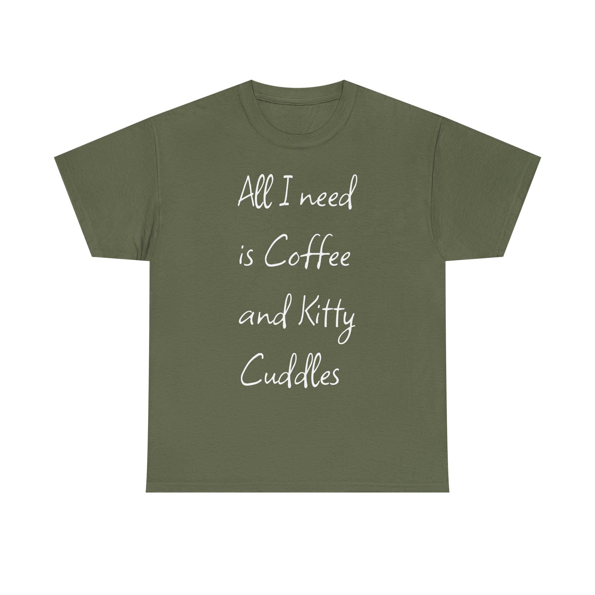 Coffee and Kitty Cuddles T-Shirt | Cat Lover Comfort Tee