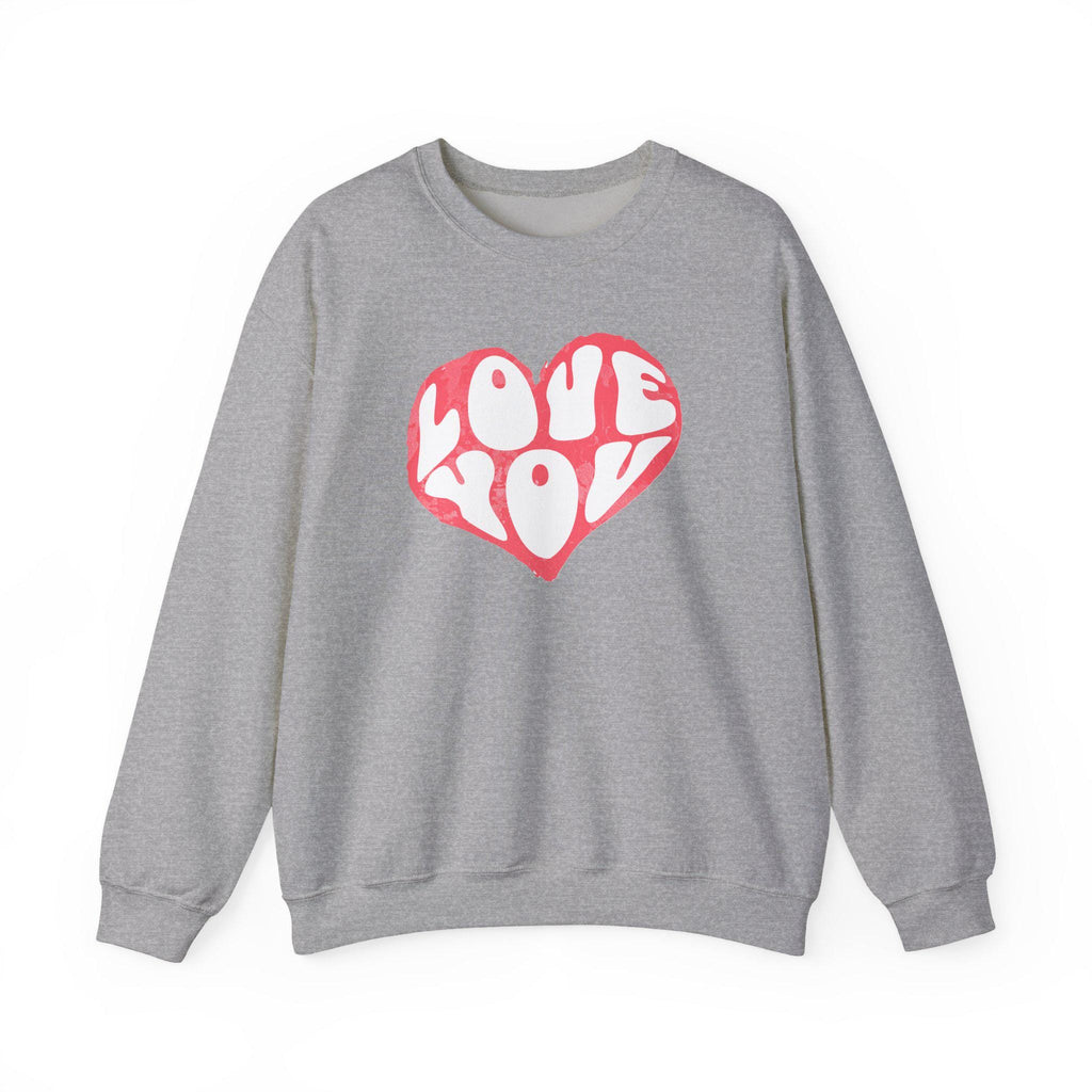 Love You Heart Valentines Day Sweatshirt | Valentine Heart Crewneck