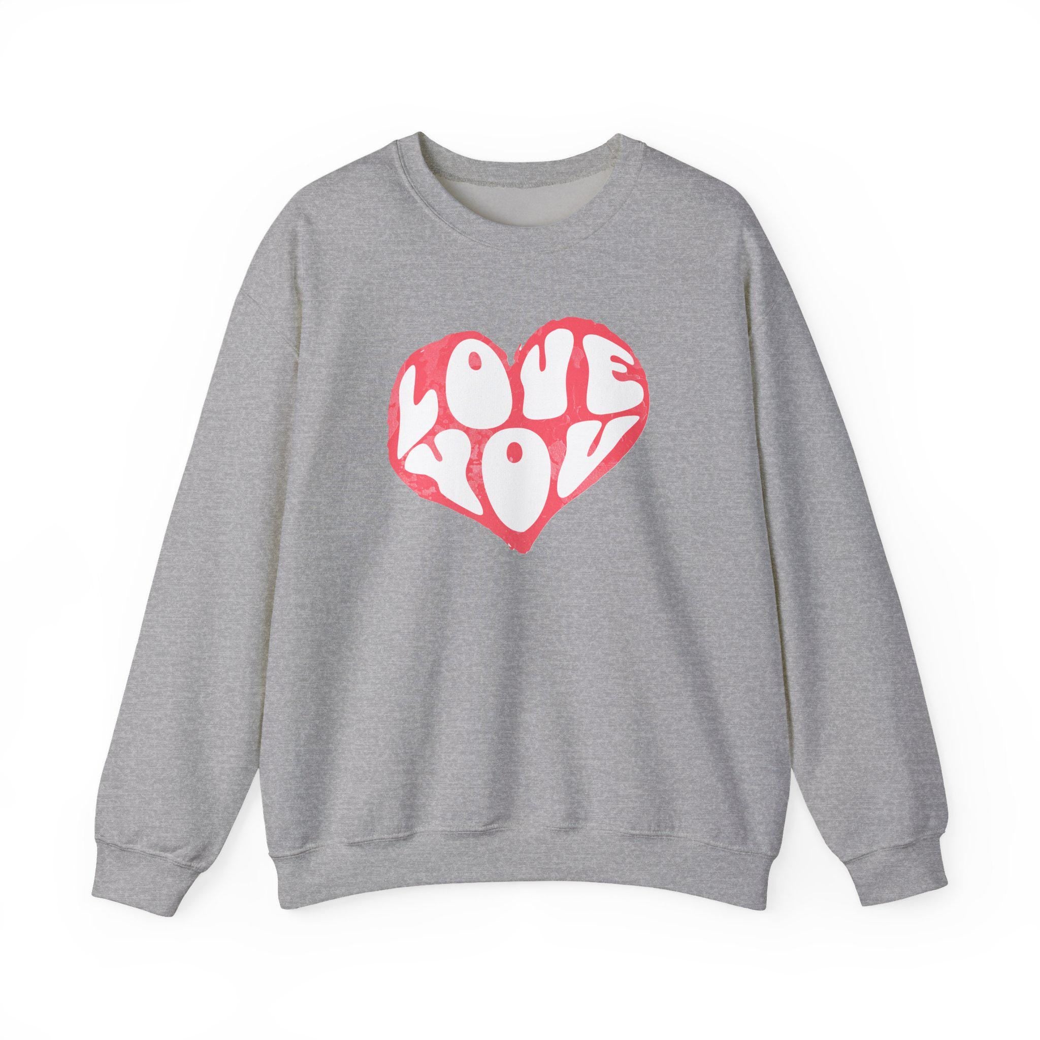 Love You Heart Valentines Day Sweatshirt | Valentine Heart Crewneck