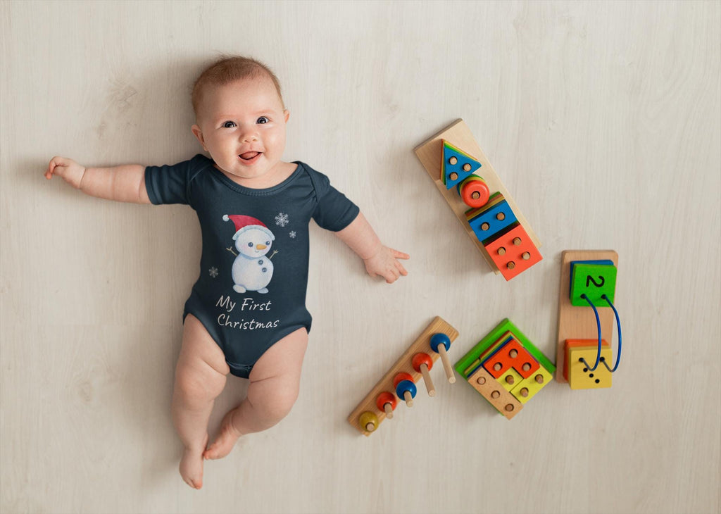 Hand-painted Snowman Christmas Bodysuit | Baby Winter Onesie