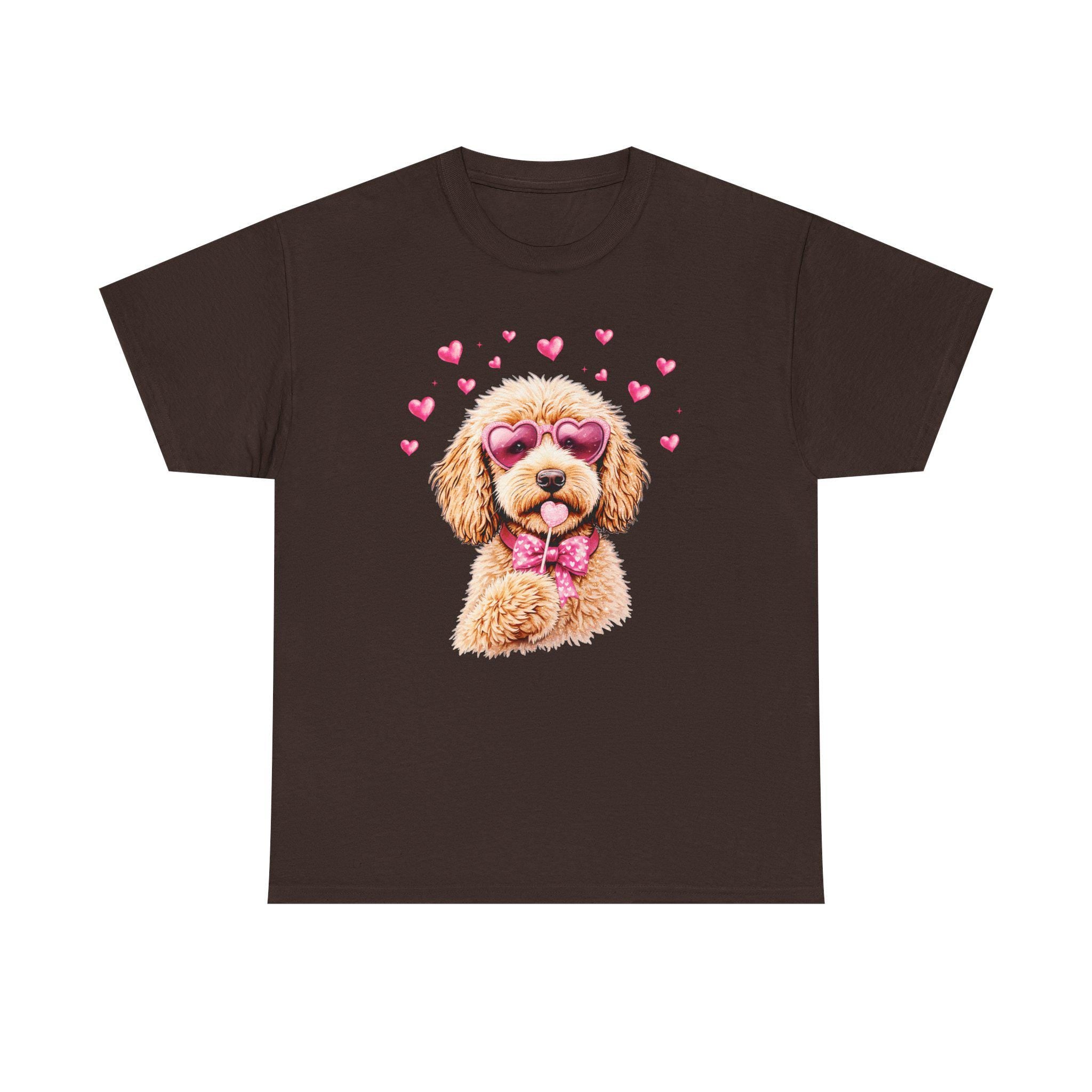 Poodle with Heart Sunglasses Tee | Dog Lover Shirt, Valentine Vibes